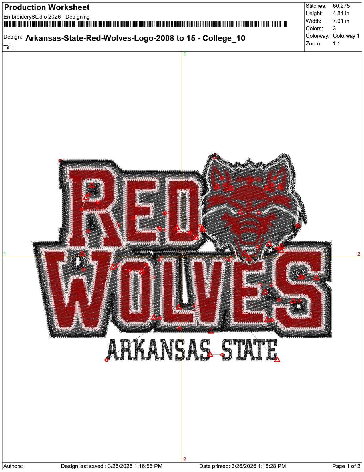 Arkansas State Red Wolves Logo 2008 to 15 College    - Elegant embroidery design file-instant download — view 3