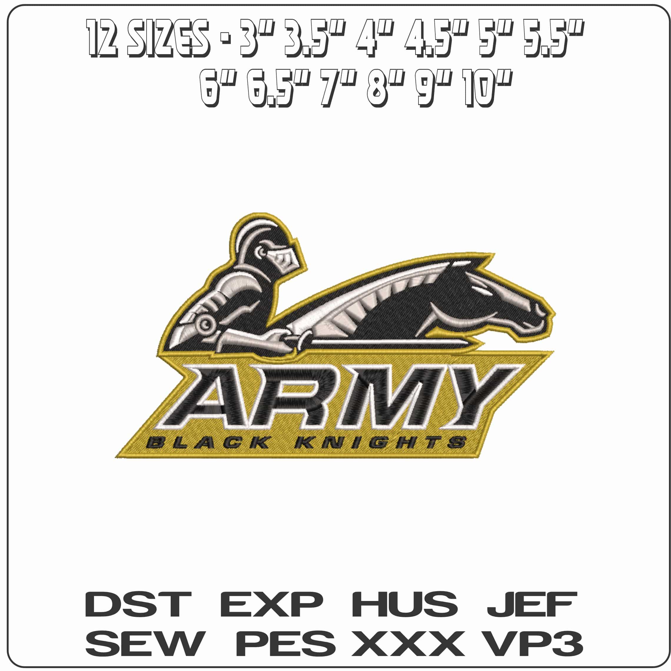 Army Black Knight 2000 2006 US Military Academy  College    - Elegant embroidery design file-instant download — view 2