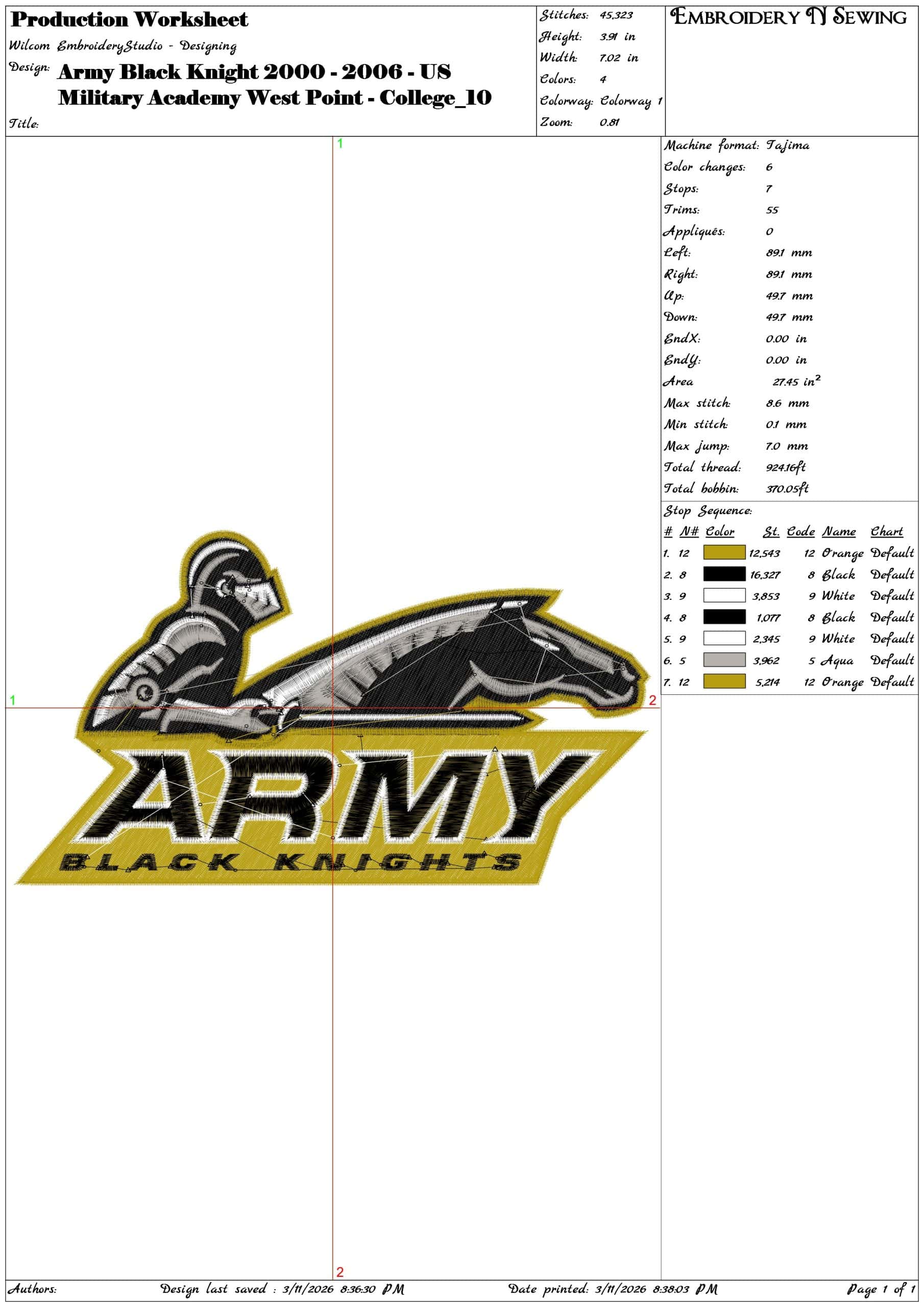 Army Black Knight 2000 2006 US Military Academy  College    - Elegant embroidery design file-instant download — view 3