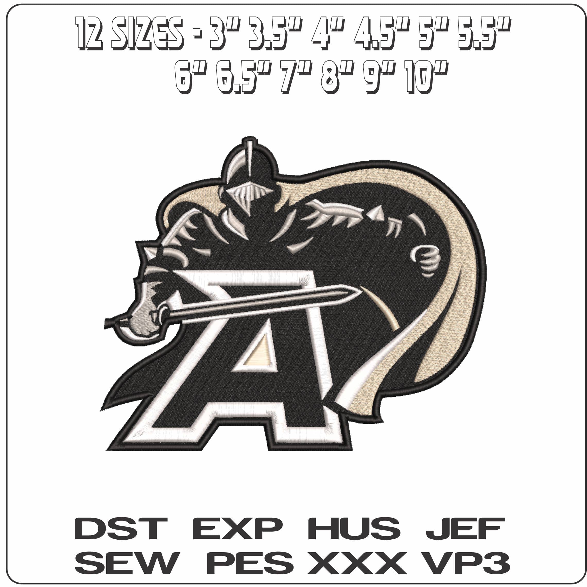 Army Black Knight 2006 2015 US Military Academy College    - Elegant embroidery design file-instant download — view 2