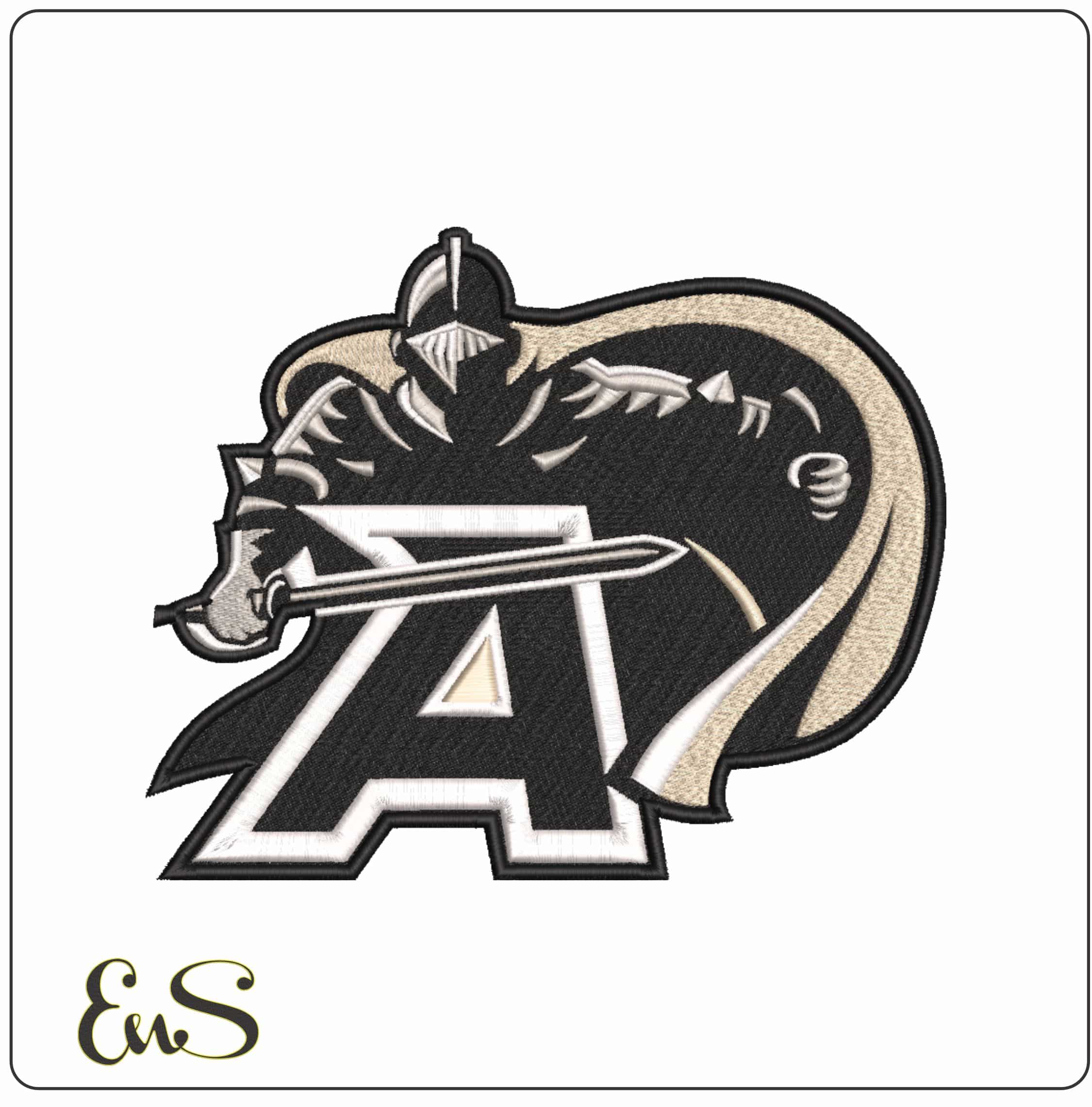 Army Black Knight 2006 2015 US Military Academy College    - Elegant embroidery design file-instant download