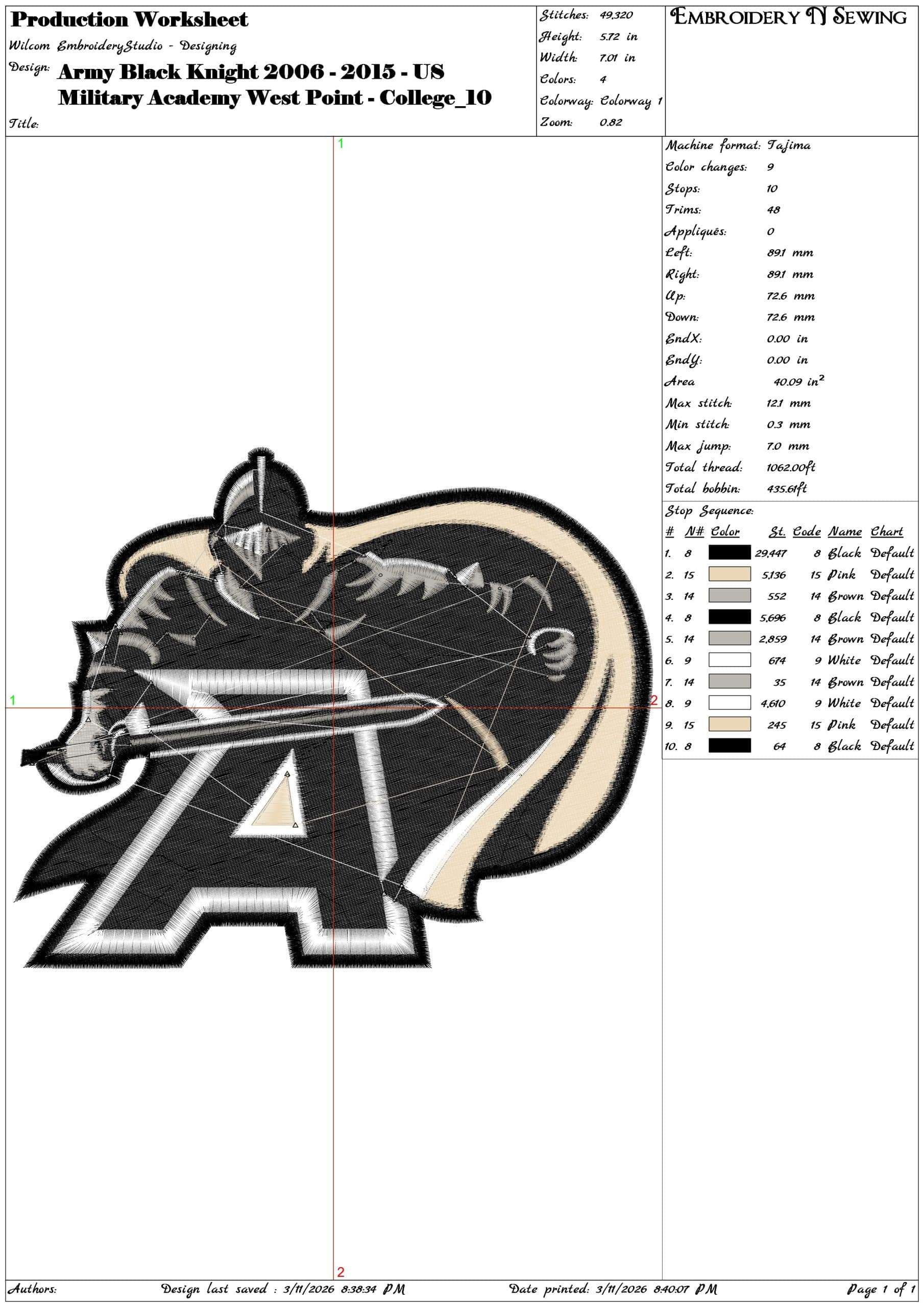 Army Black Knight 2006 2015 US Military Academy College    - Elegant embroidery design file-instant download — view 3