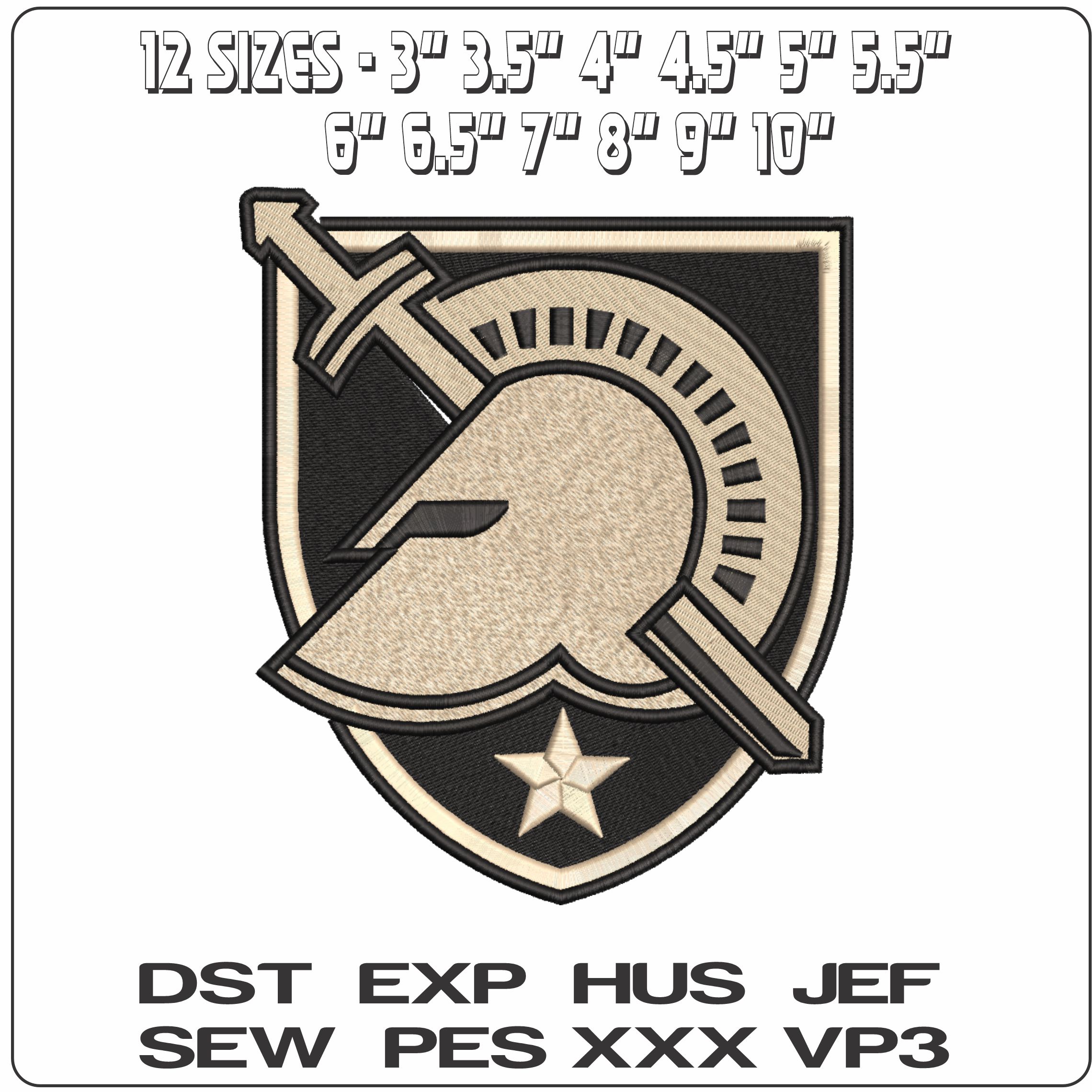 Army Black Knight 2015 on US Military Academy College    - Elegant embroidery design file-instant download — view 2
