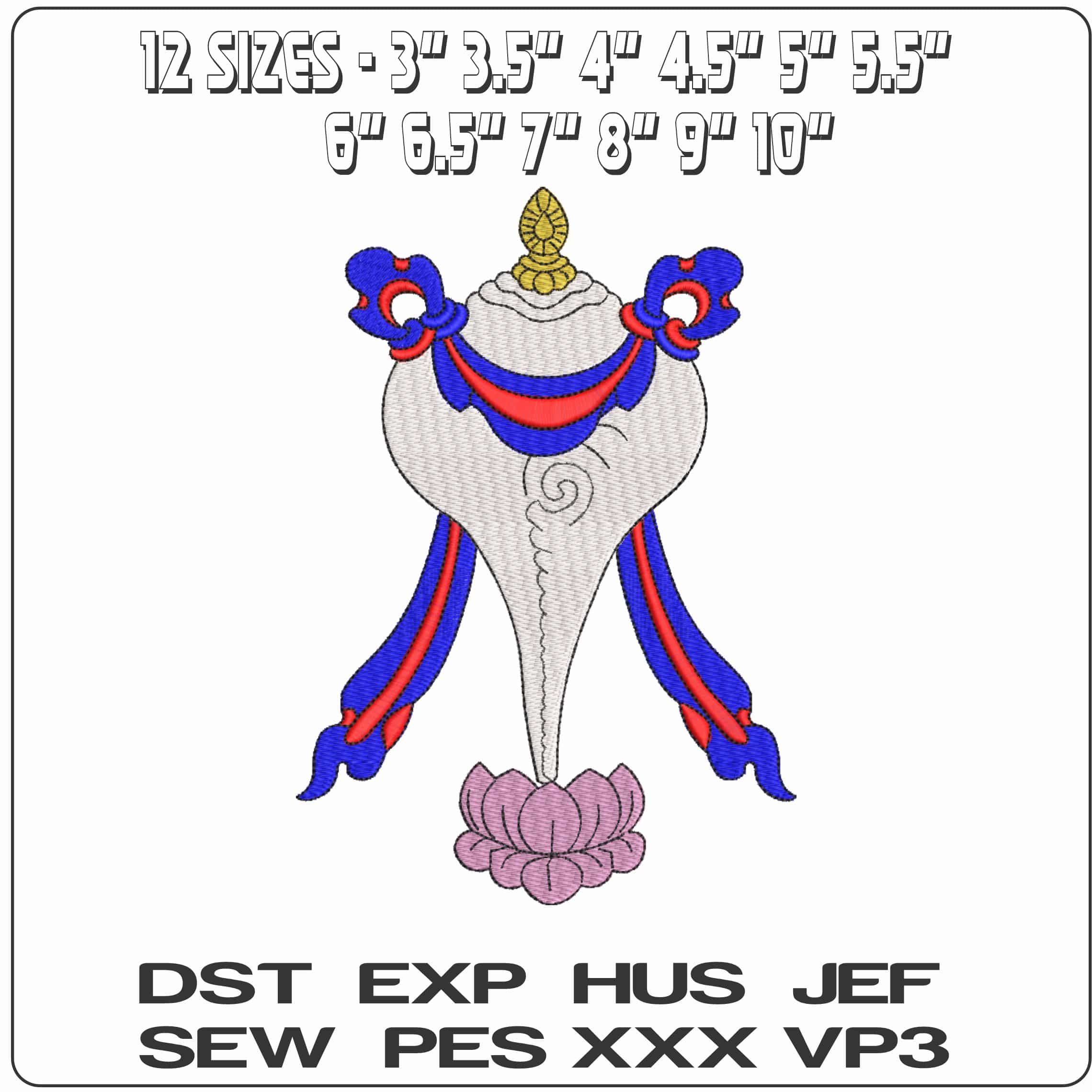 Asthamangal Mandala Tibetian Conch Shell  Auspicious signs    - Elegant embroidery design file-instant download — view 2