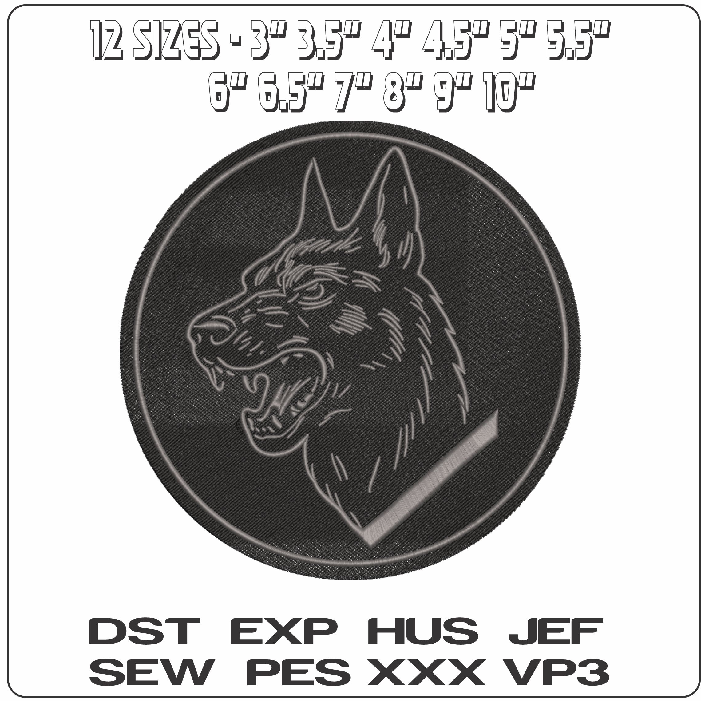 Attack Dog    - Elegant embroidery design file-instant download — view 2