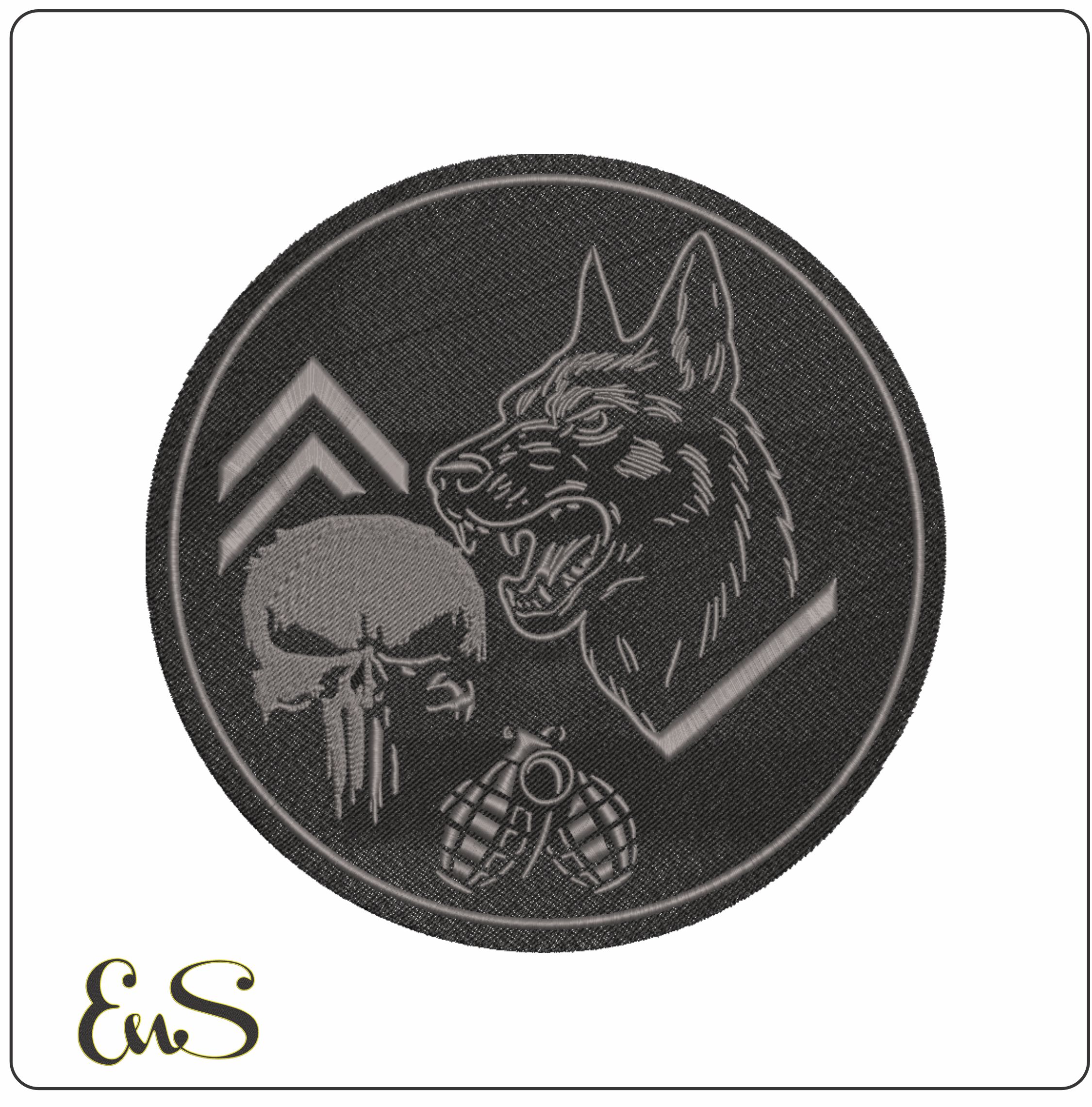 Attack Dog Hand grenades and Skull    - Elegant embroidery design file-instant download