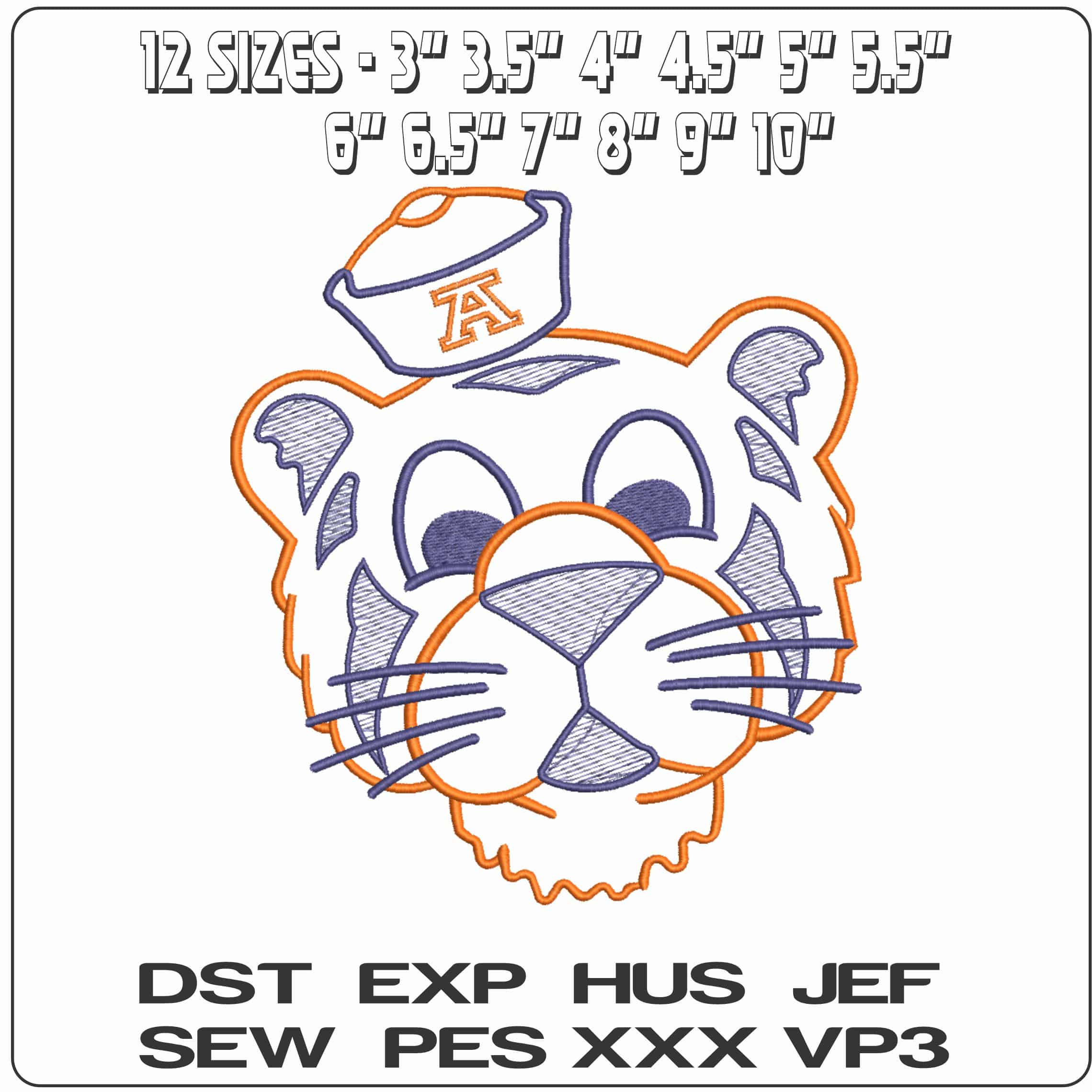 Auburn Tigers 1957 1970 Outline Auburn University College    - Elegant embroidery design file-instant download — view 2