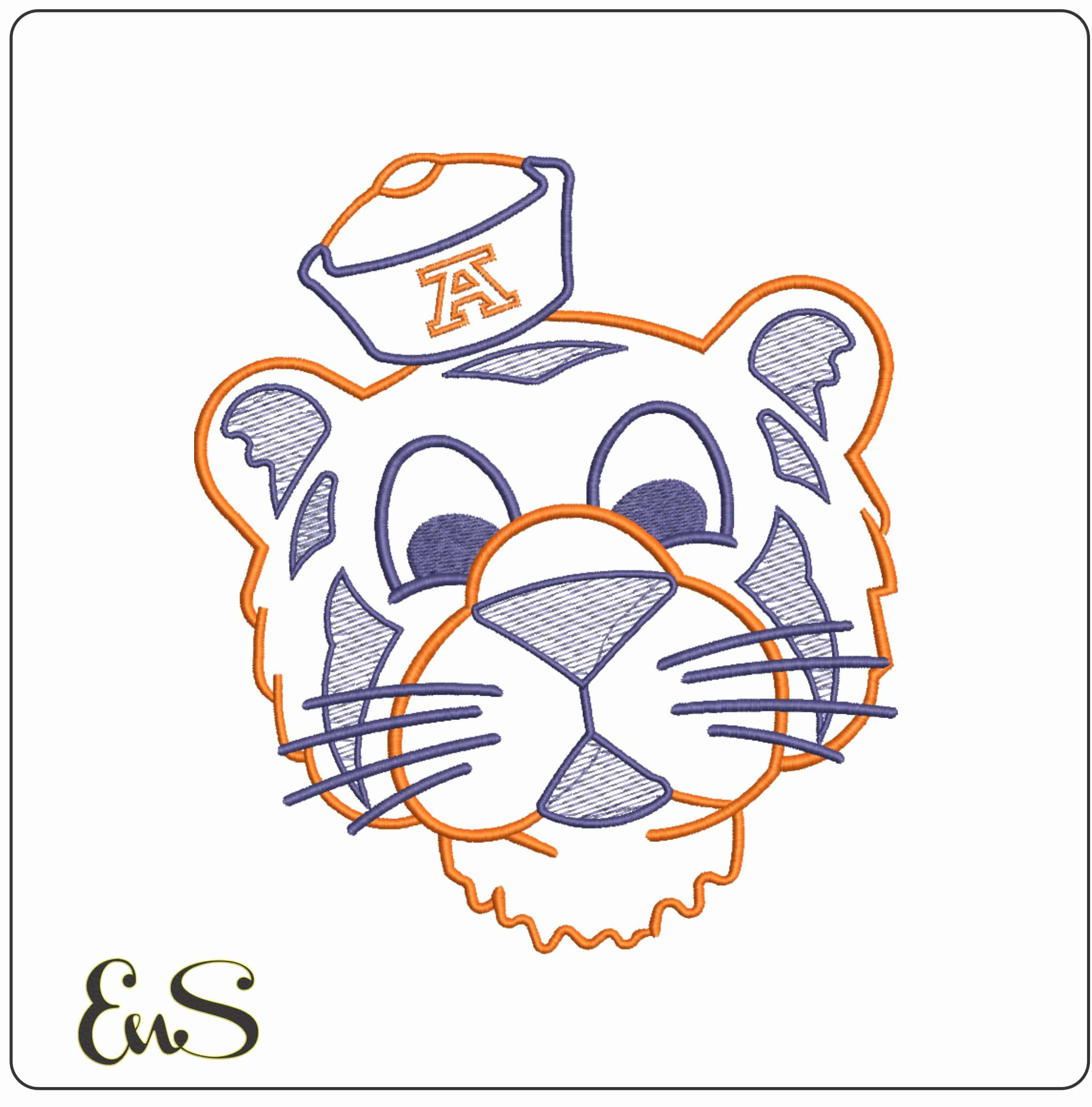 Auburn Tigers 1957 1970 Outline Auburn University College    - Elegant embroidery design file-instant download