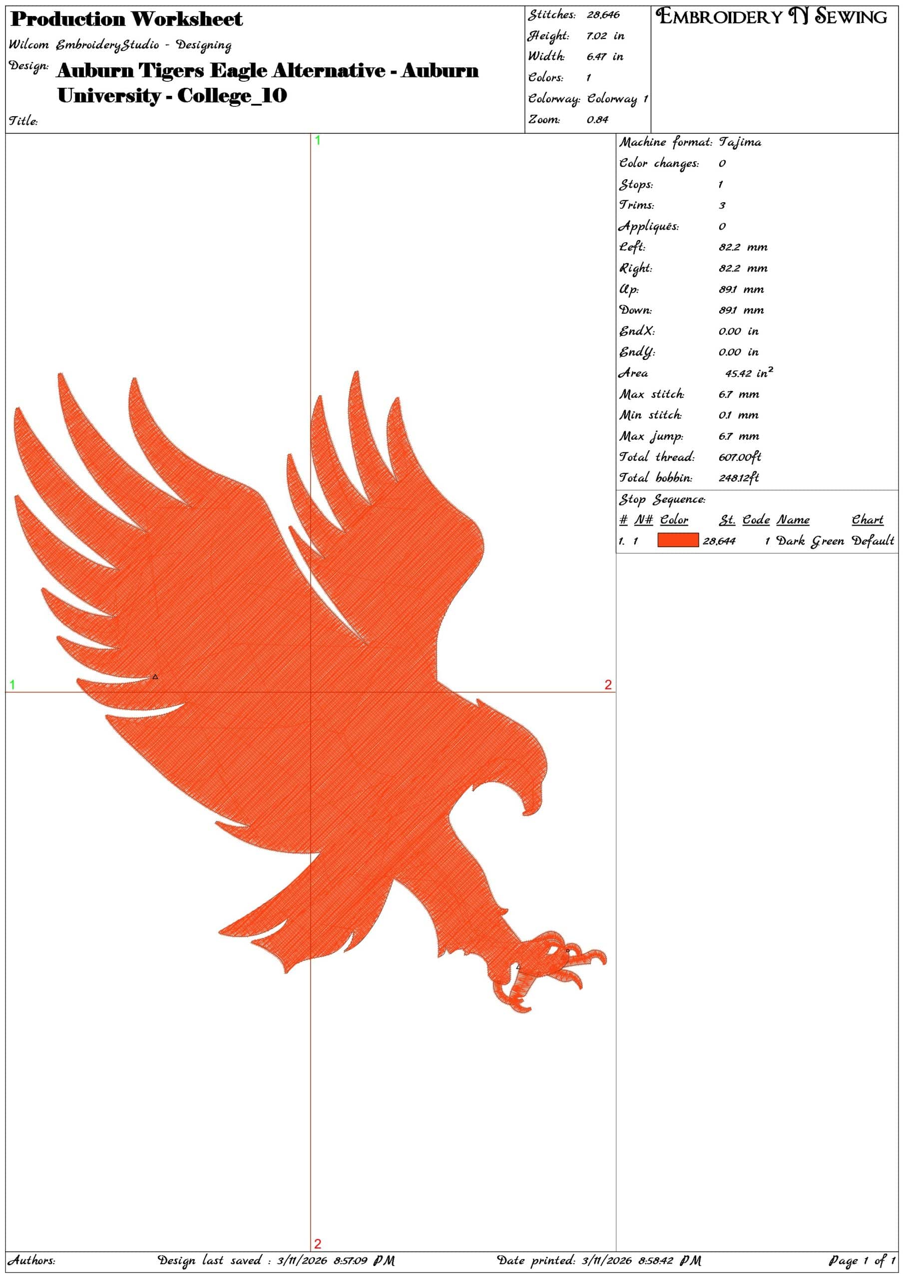 Auburn Tigers Eagle Alternative Auburn University College    - Elegant embroidery design file-instant download — view 3
