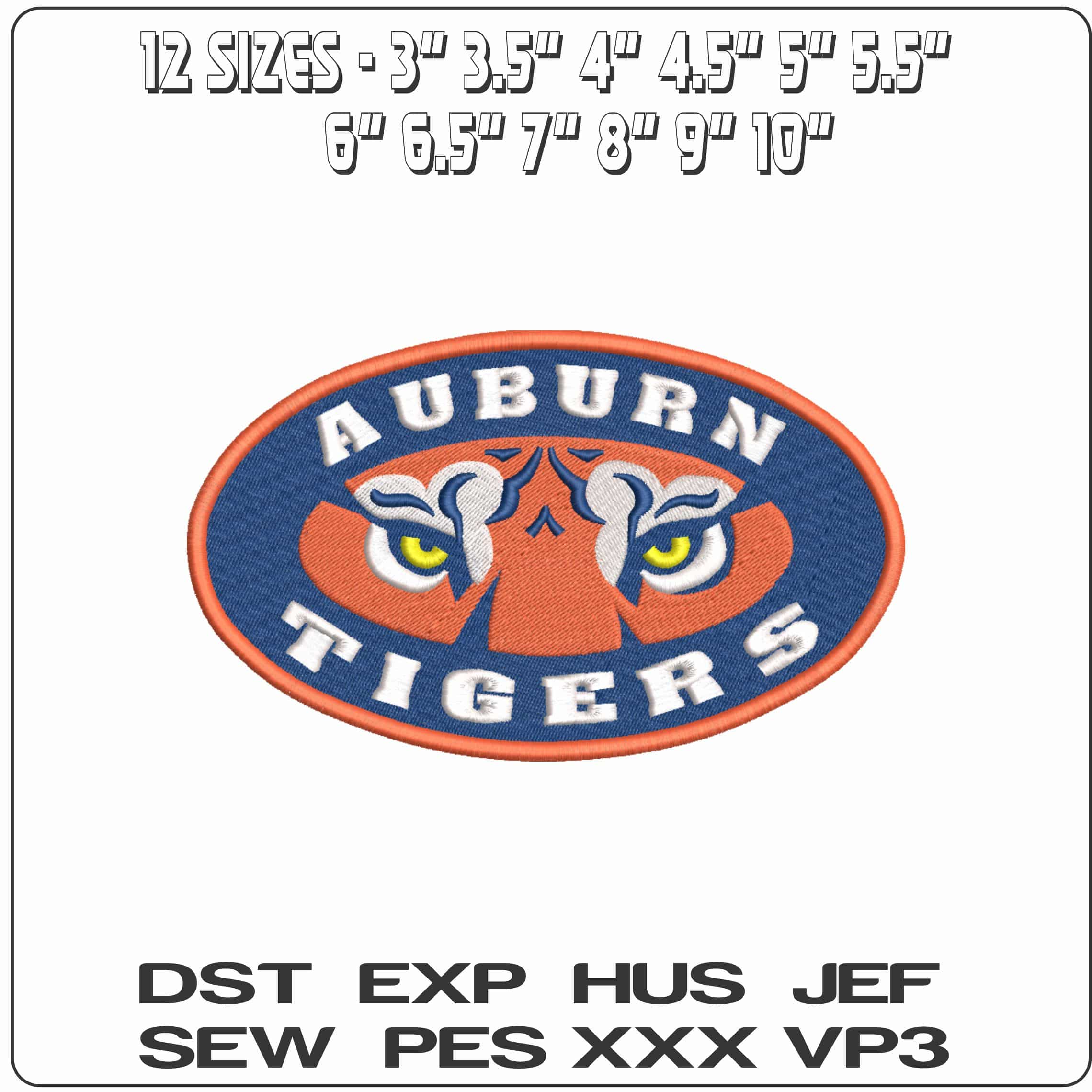 Auburn Tigers Eyes Emblem Auburn University College    - Elegant embroidery design file-instant download — view 2