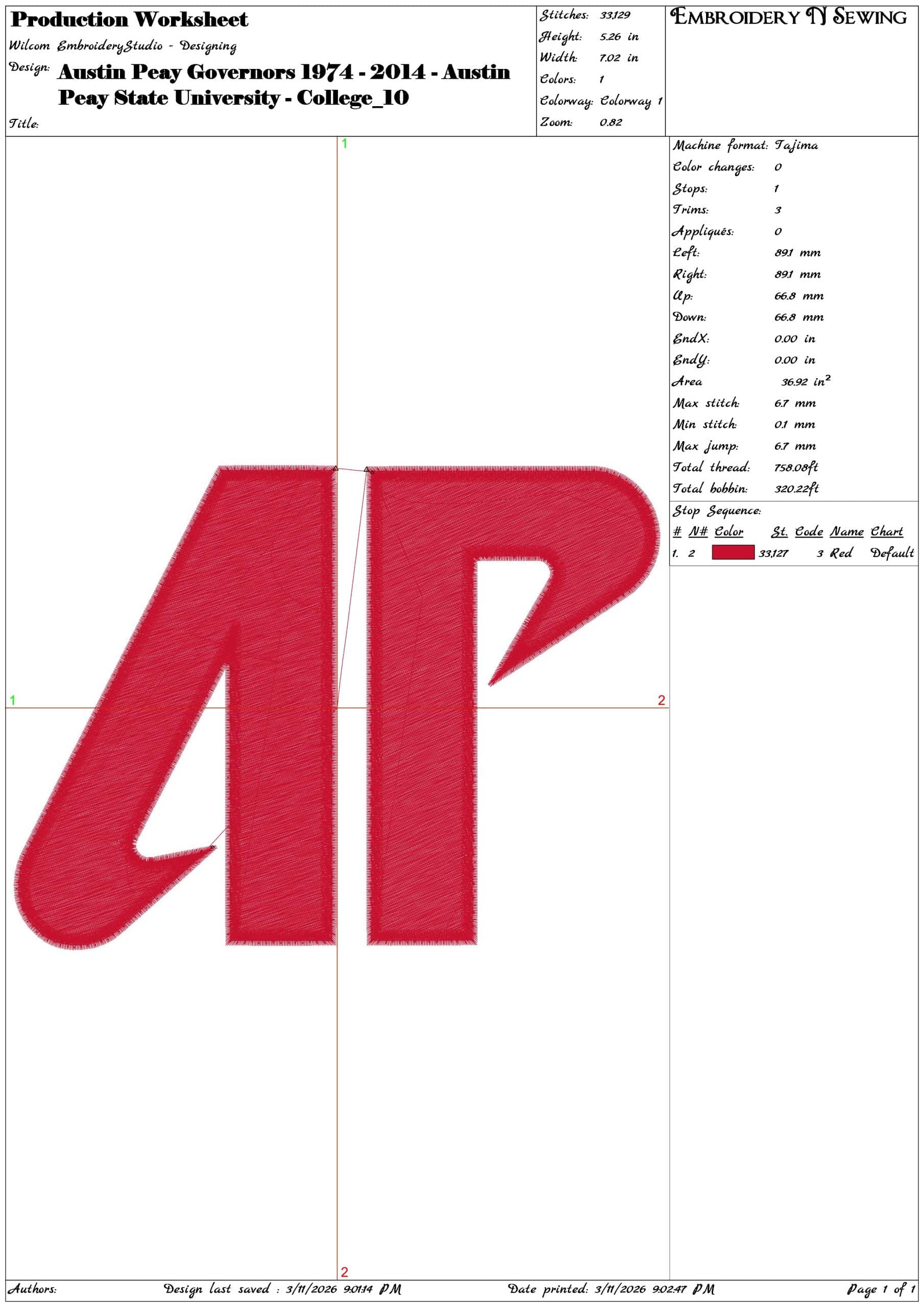 Austin Peay Governors 1974 2014 Austin Peay State University    - Elegant embroidery design file-instant download — view 3