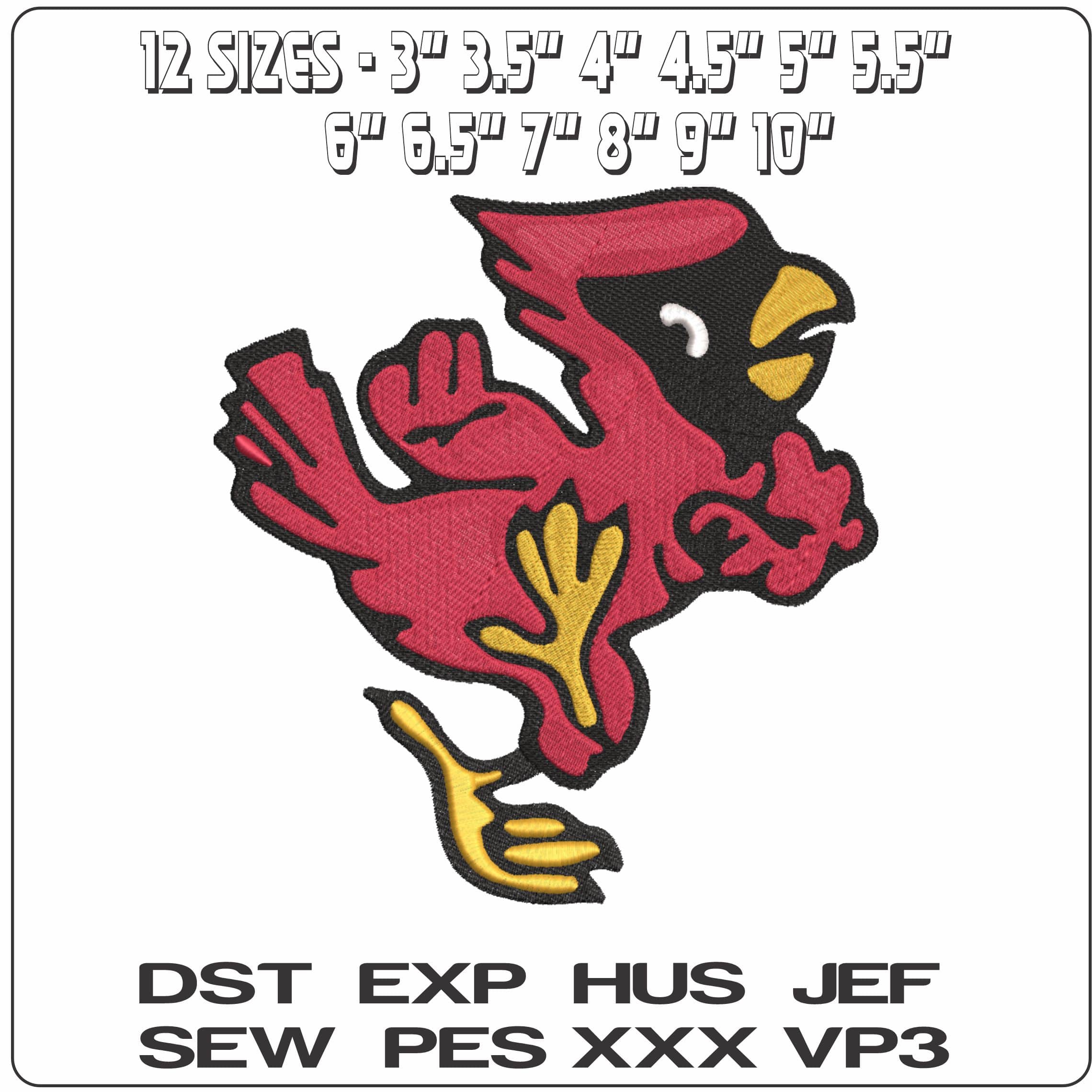 Ball State Cardinals 1965 to 1990 Ball State University    - Elegant embroidery design file-instant download — view 2