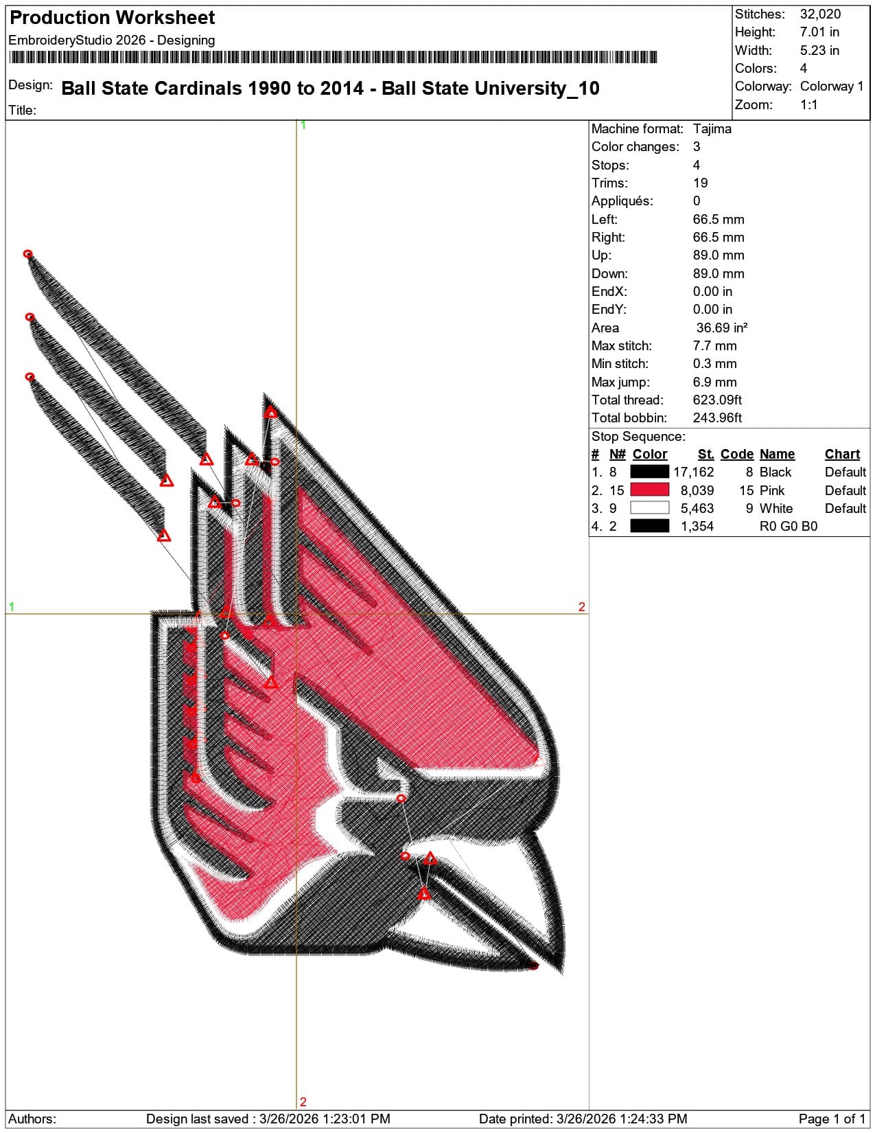 Ball State Cardinals 1990 to 2014 Ball State University    - Elegant embroidery design file-instant download — view 3