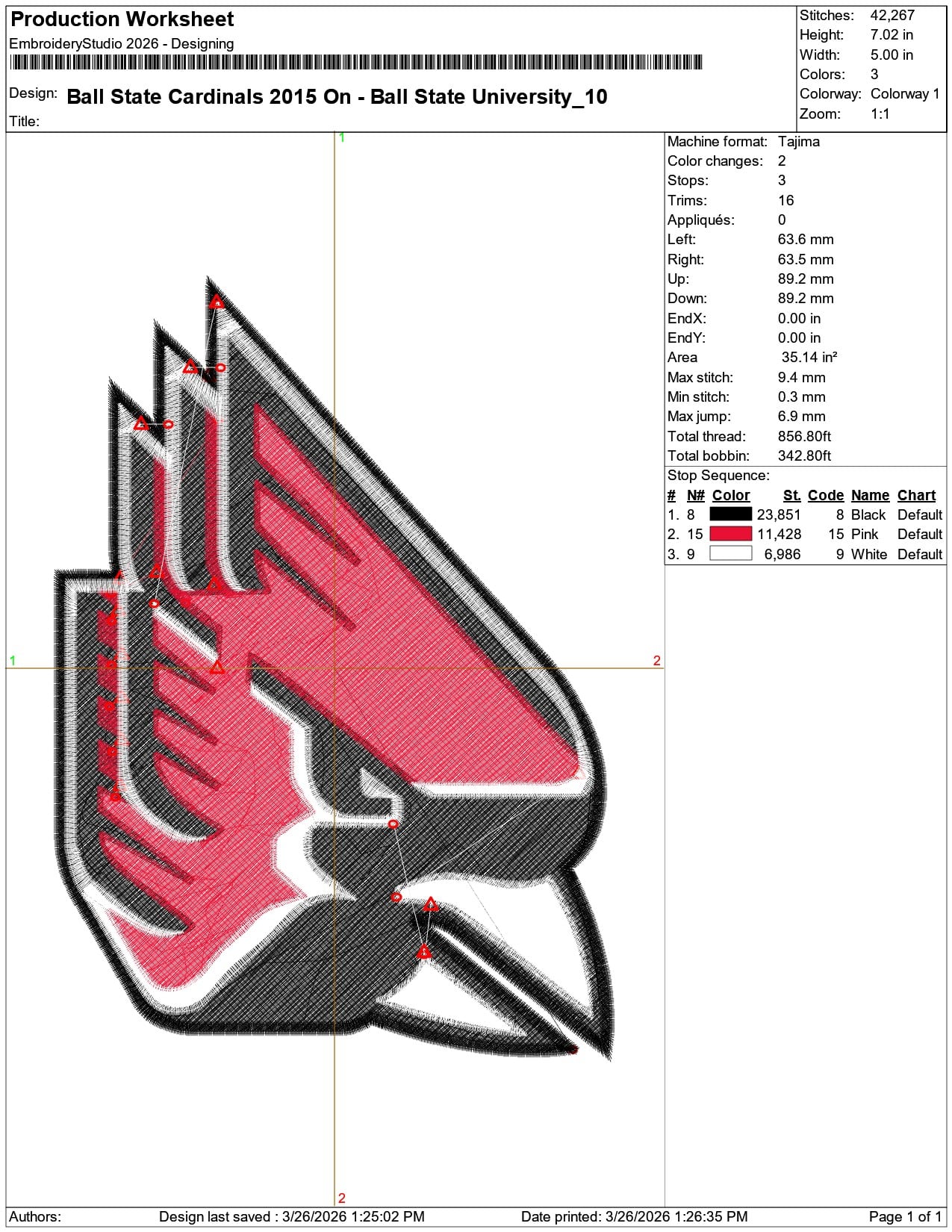 Ball State Cardinals 2015 On Ball State University    - Elegant embroidery design file-instant download — view 3