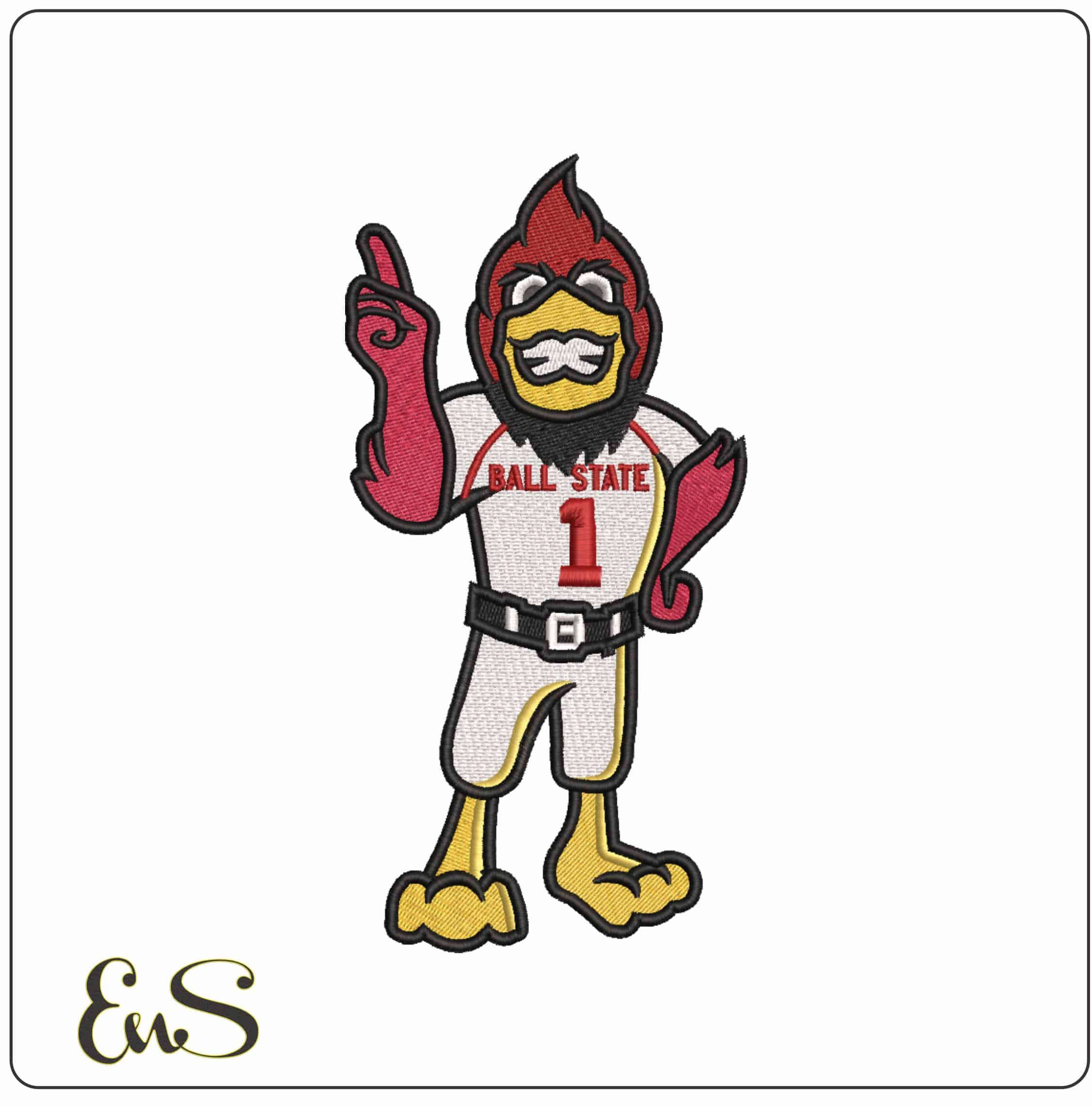 Ball State Cardinals Mascot Ball State University    - Elegant embroidery design file-instant download
