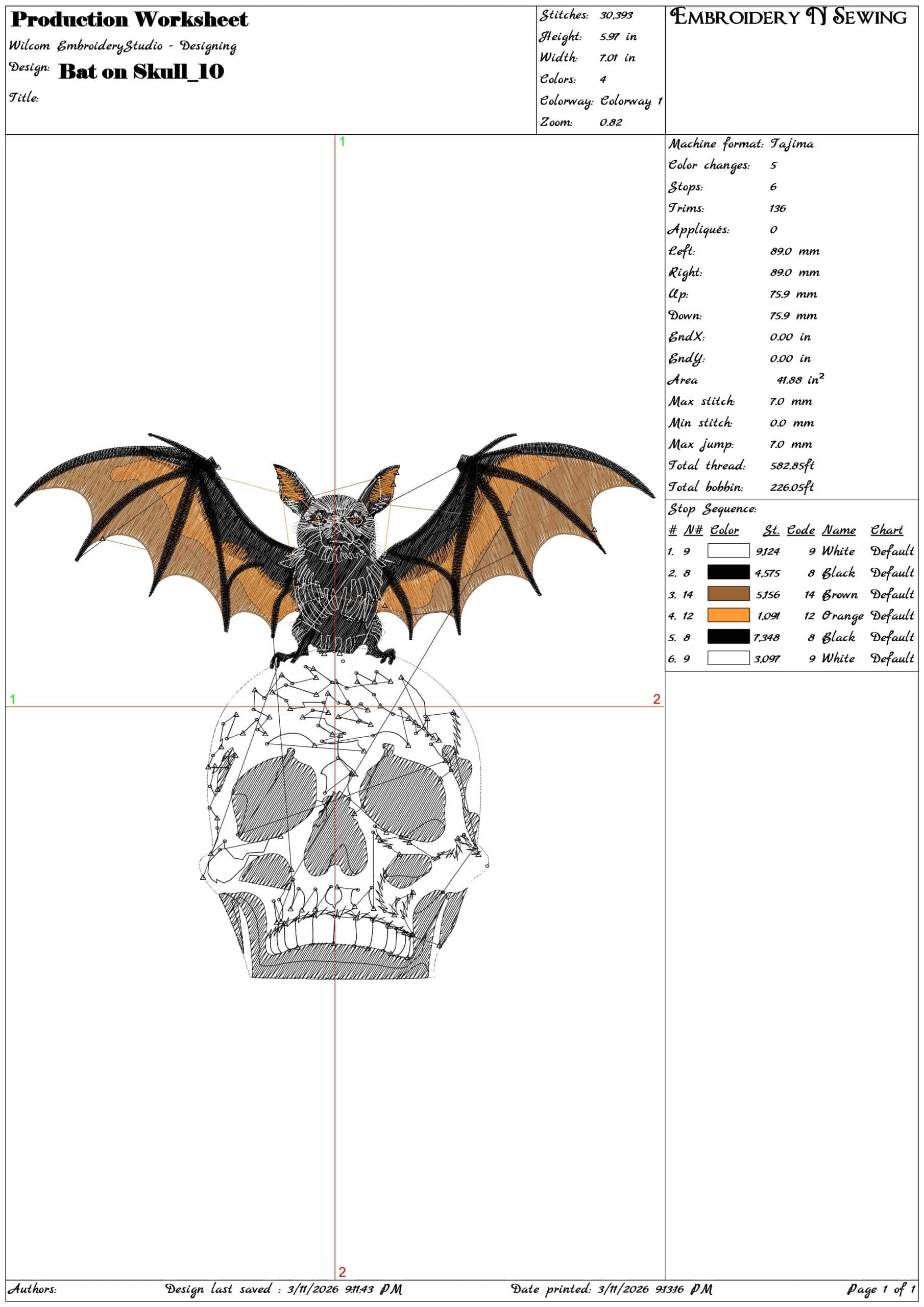 Bat on Skull    - Elegant embroidery design file-instant download — view 3