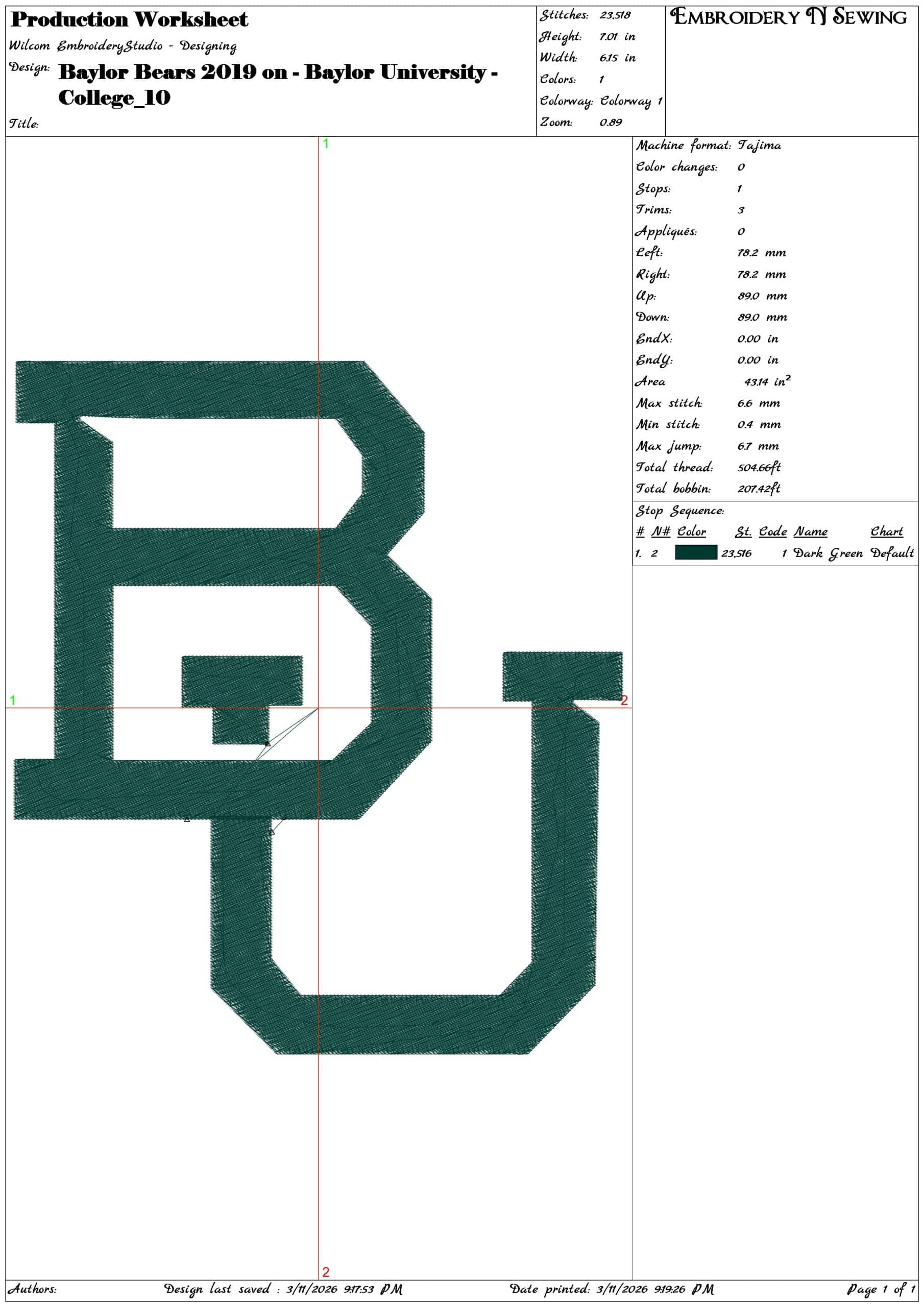 Baylor Bears 2019 on Baylor University    - Elegant embroidery design file-instant download — view 3