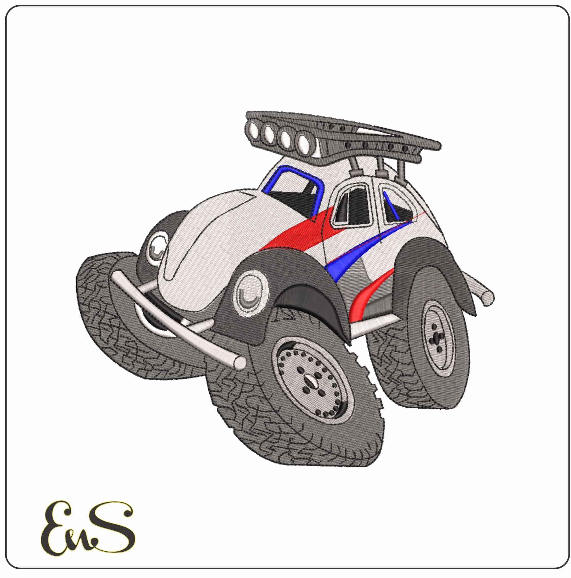 Beetle cartoon Dune Buggy    - Elegant embroidery design file-instant download