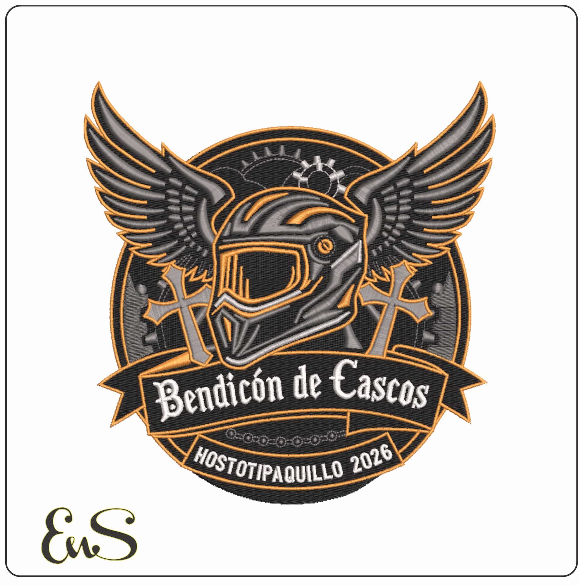 Bendico de Cascos Motorcycle patch    - Elegant embroidery design file-instant download