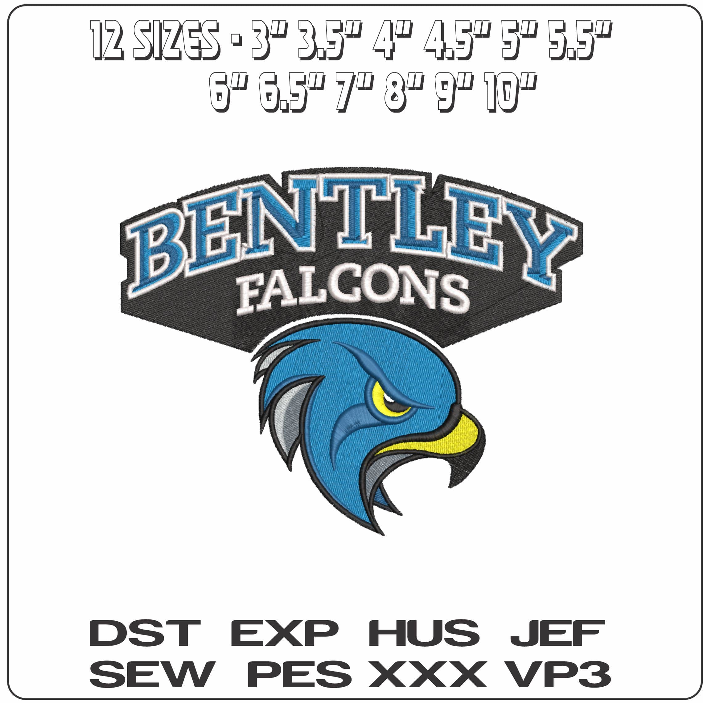 Bentley Falcons Alternate Bentley University    - Elegant embroidery design file-instant download — view 2