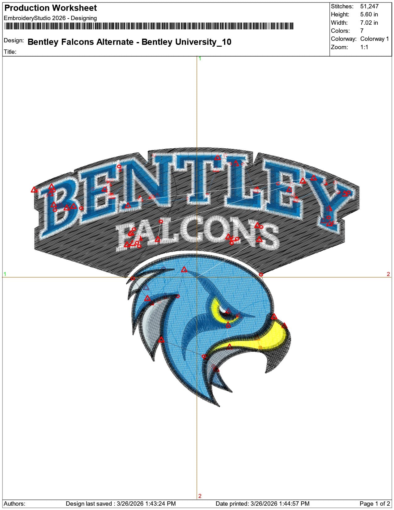 Bentley Falcons Alternate Bentley University    - Elegant embroidery design file-instant download — view 3