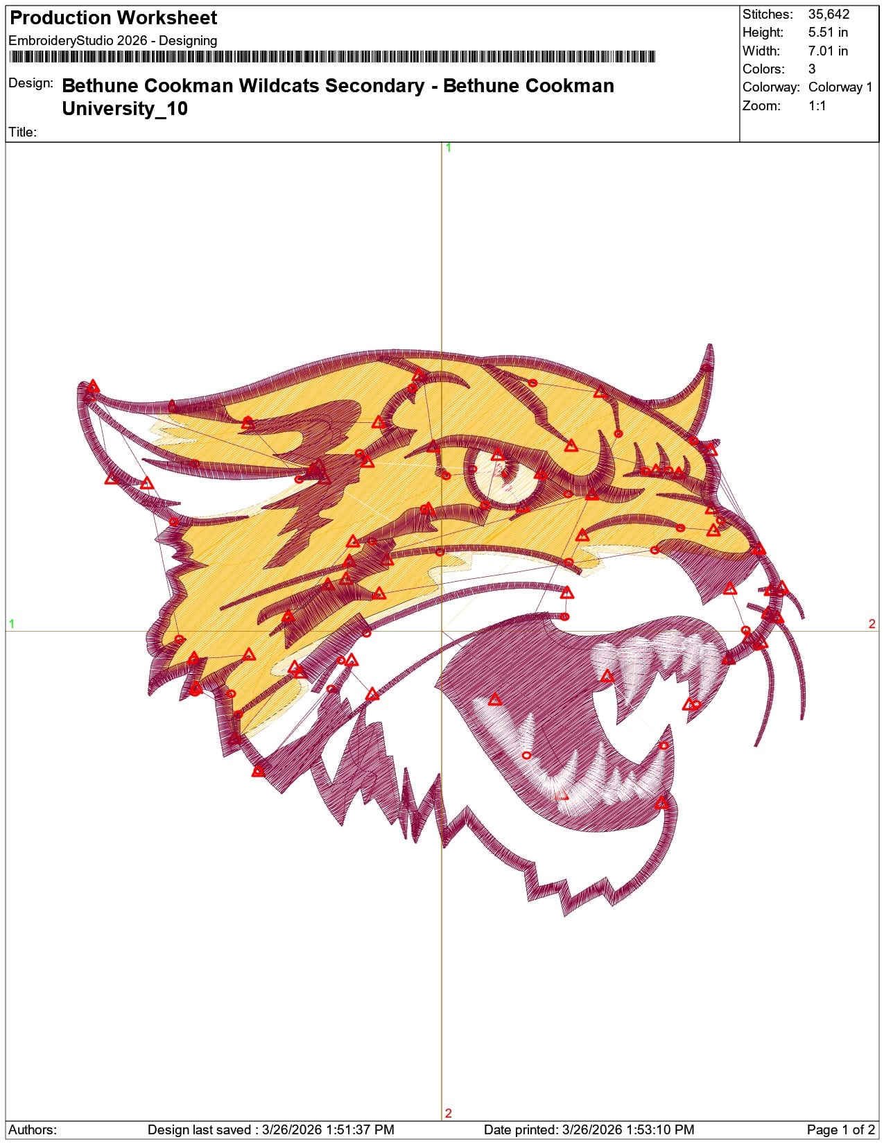 Bethune Cookman Wildcats Secondary  University    - Elegant embroidery design file-instant download — view 3