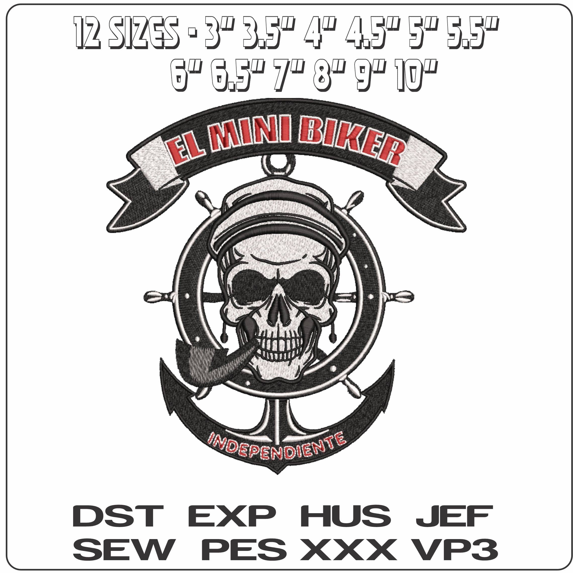 Bike Group and Skull    - Elegant embroidery design file-instant download — view 2