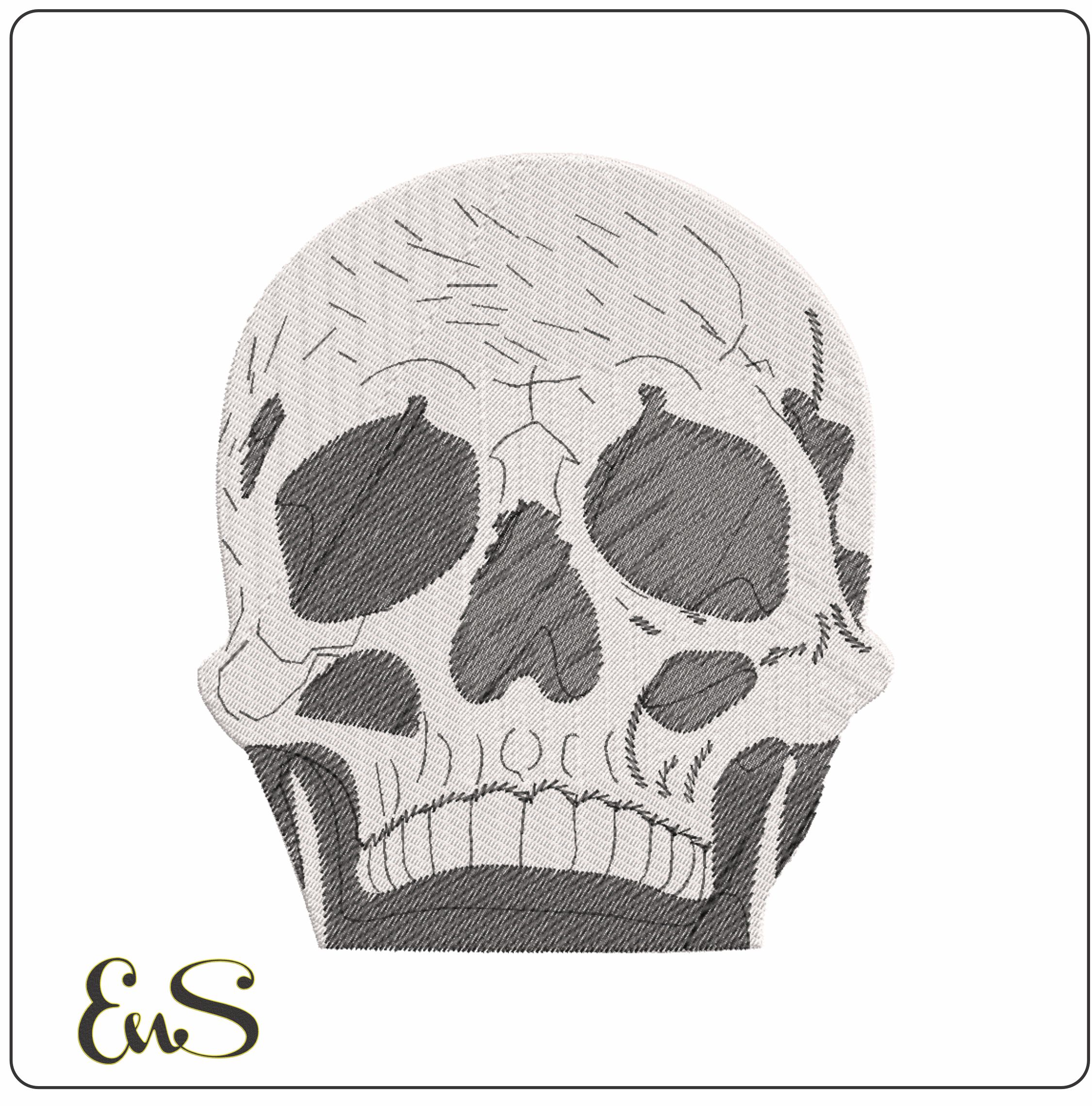 Black and White Skull    - Elegant embroidery design file-instant download