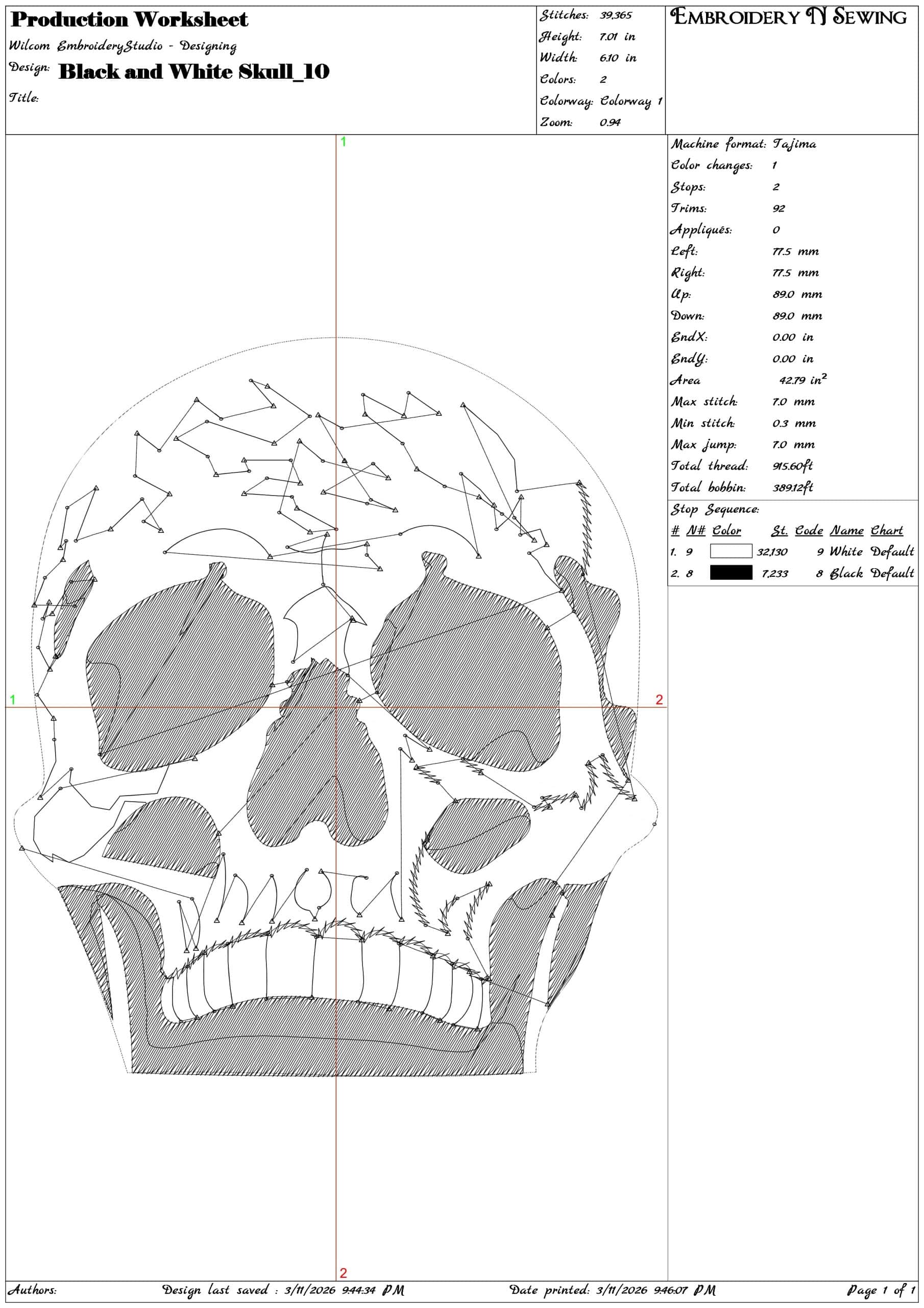 Black and White Skull    - Elegant embroidery design file-instant download — view 3