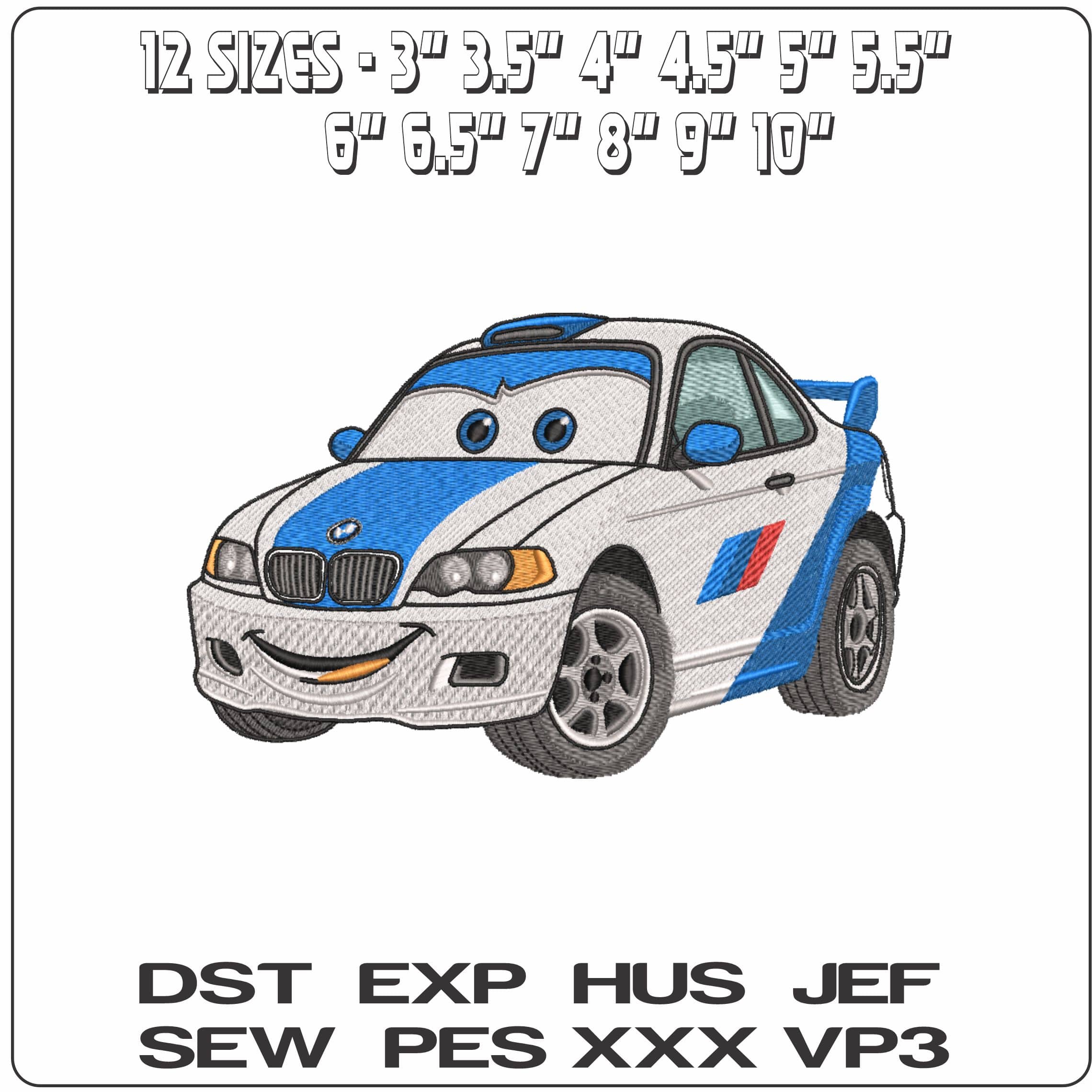 BMW M Sport Cars Style Cars Cartoon    - Elegant embroidery design file-instant download — view 2