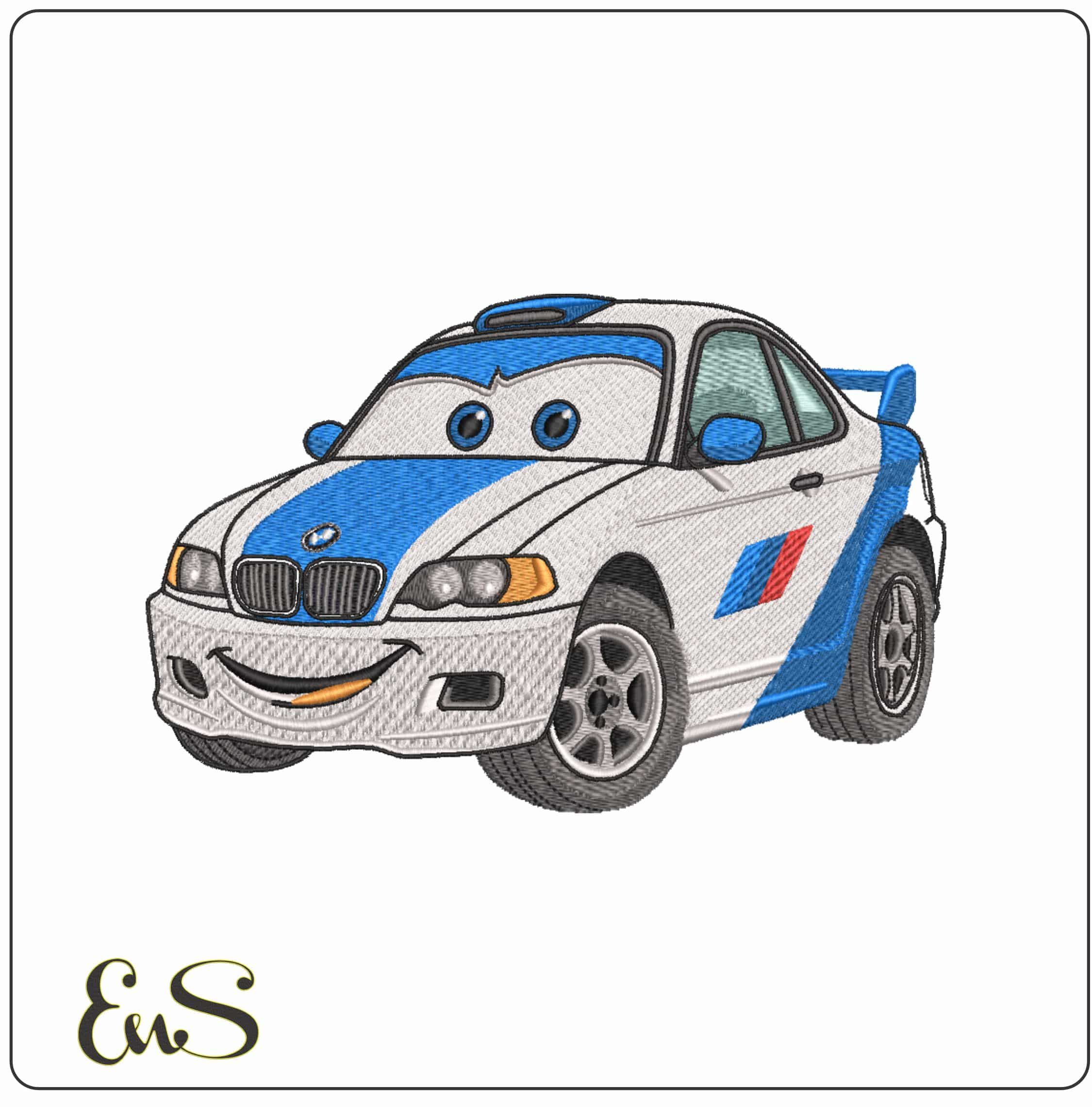 BMW M Sport Cars Style Cars Cartoon    - Elegant embroidery design file-instant download