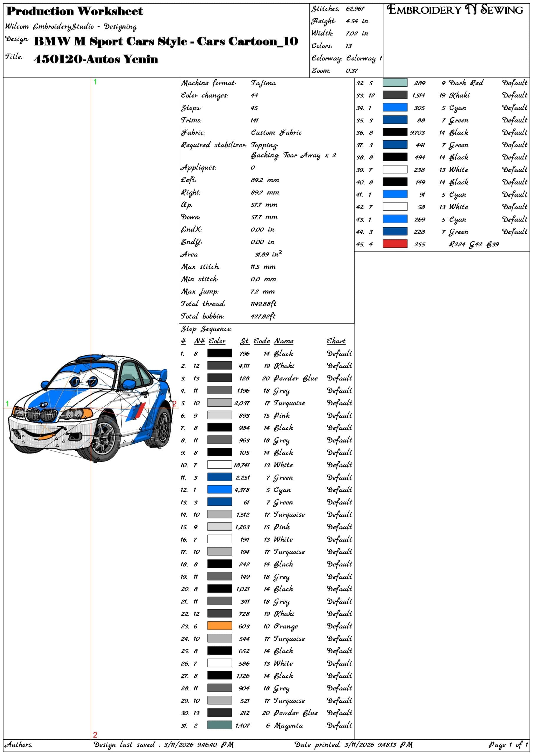 BMW M Sport Cars Style Cars Cartoon    - Elegant embroidery design file-instant download — view 3