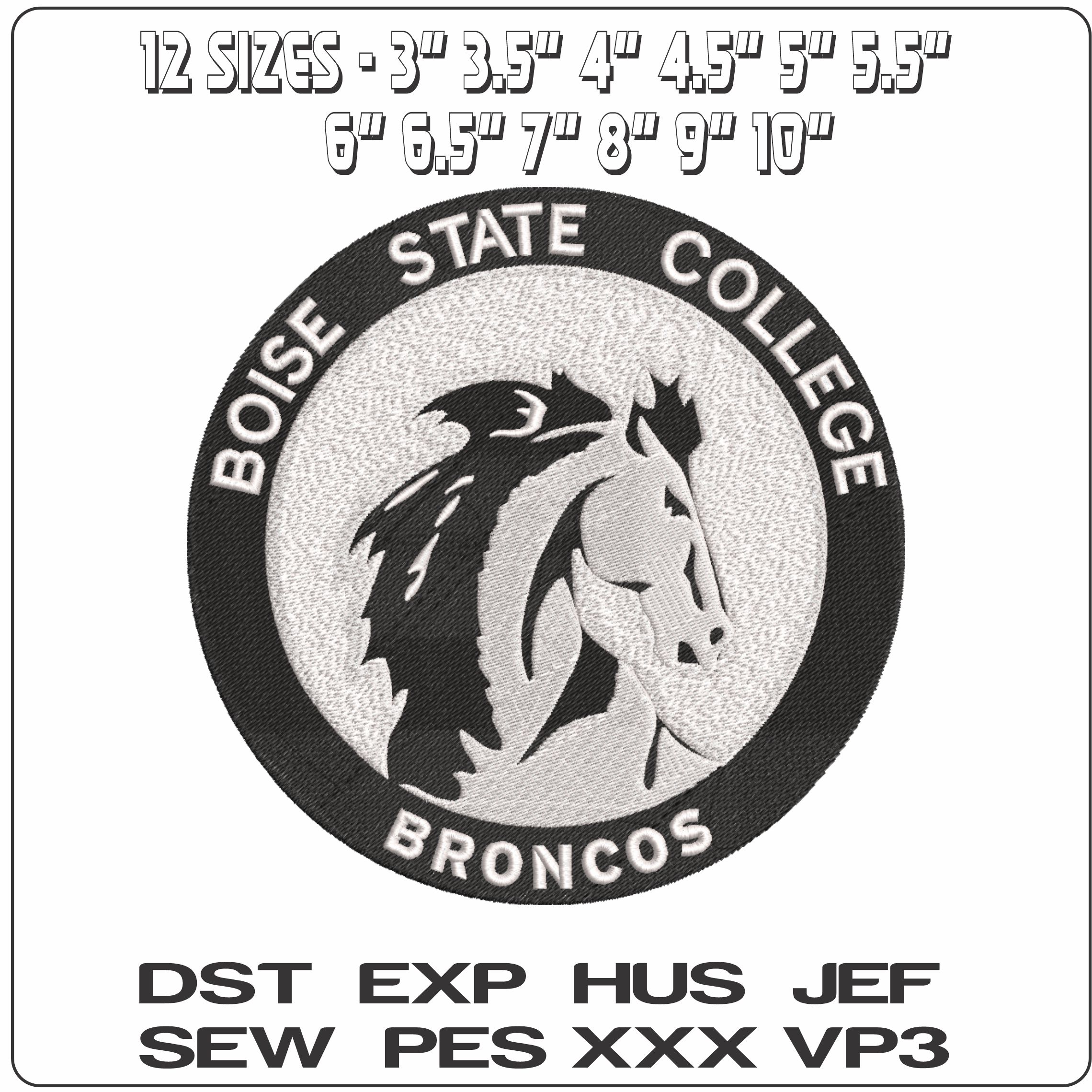 Boise State Broncos 1957 to 1969 Boise State University    - Elegant embroidery design file-instant download — view 2
