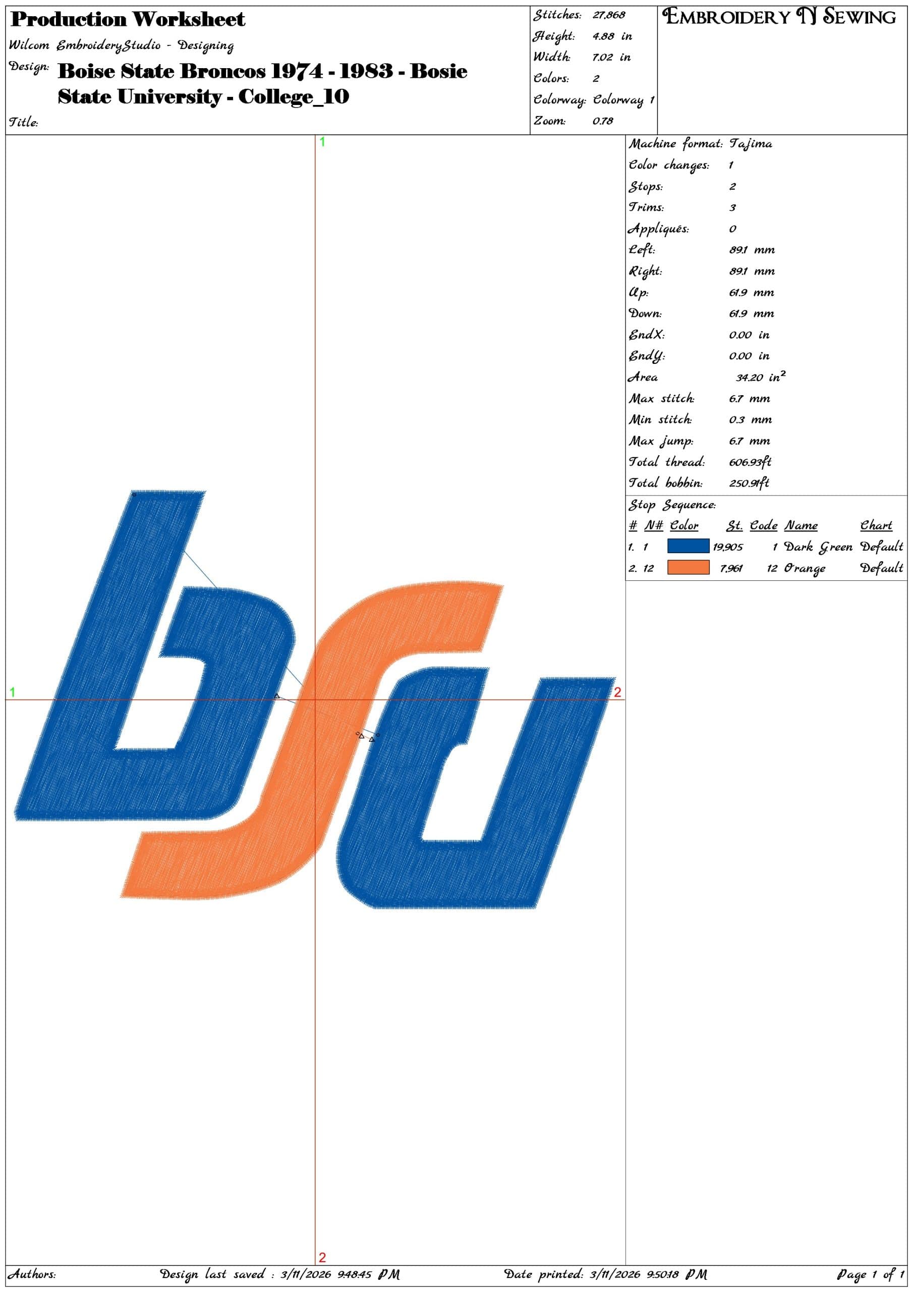 Boise State Broncos 1974 1983 Bosie State University    - Elegant embroidery design file-instant download — view 3