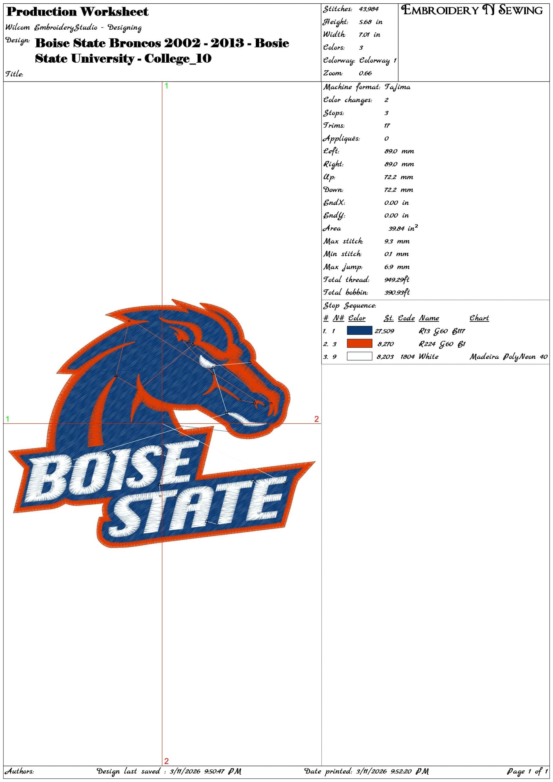 Boise State Broncos 2002 2013 Bosie State University    - Elegant embroidery design file-instant download — view 3