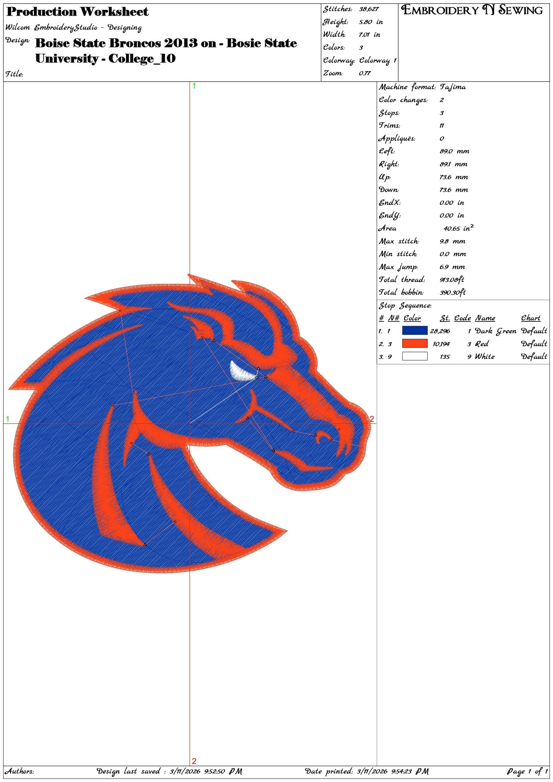 Boise State Broncos 2013 on Bosie State University    - Elegant embroidery design file-instant download — view 3