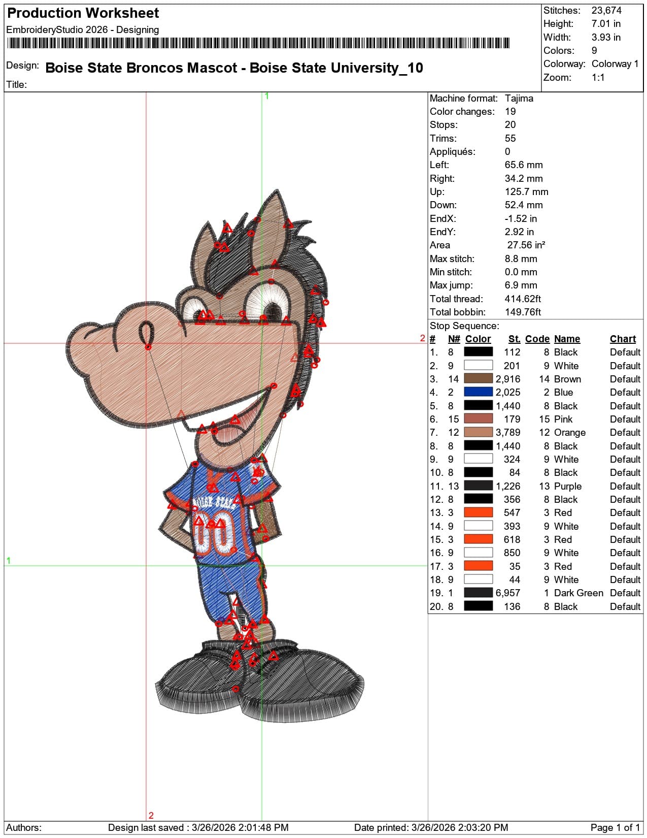 Boise State Broncos Mascot Boise State University    - Elegant embroidery design file-instant download — view 3