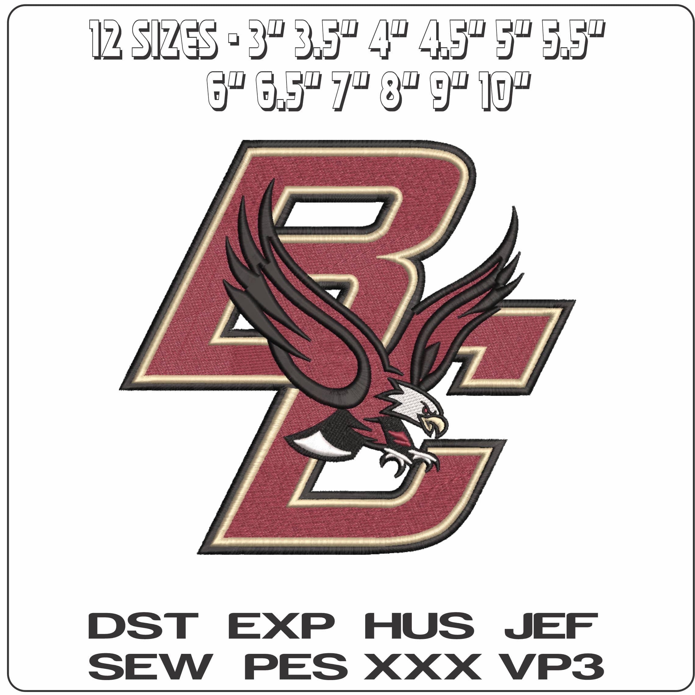 Boston College Eagles 2000 on Boston College    - Elegant embroidery design file-instant download — view 2