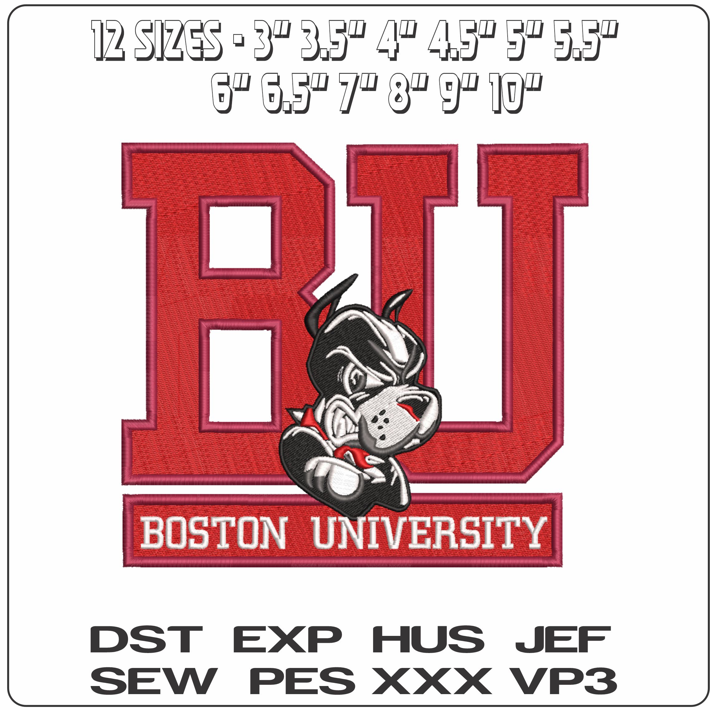 Boston University Terriers 2005 on Boston University    - Elegant embroidery design file-instant download — view 2