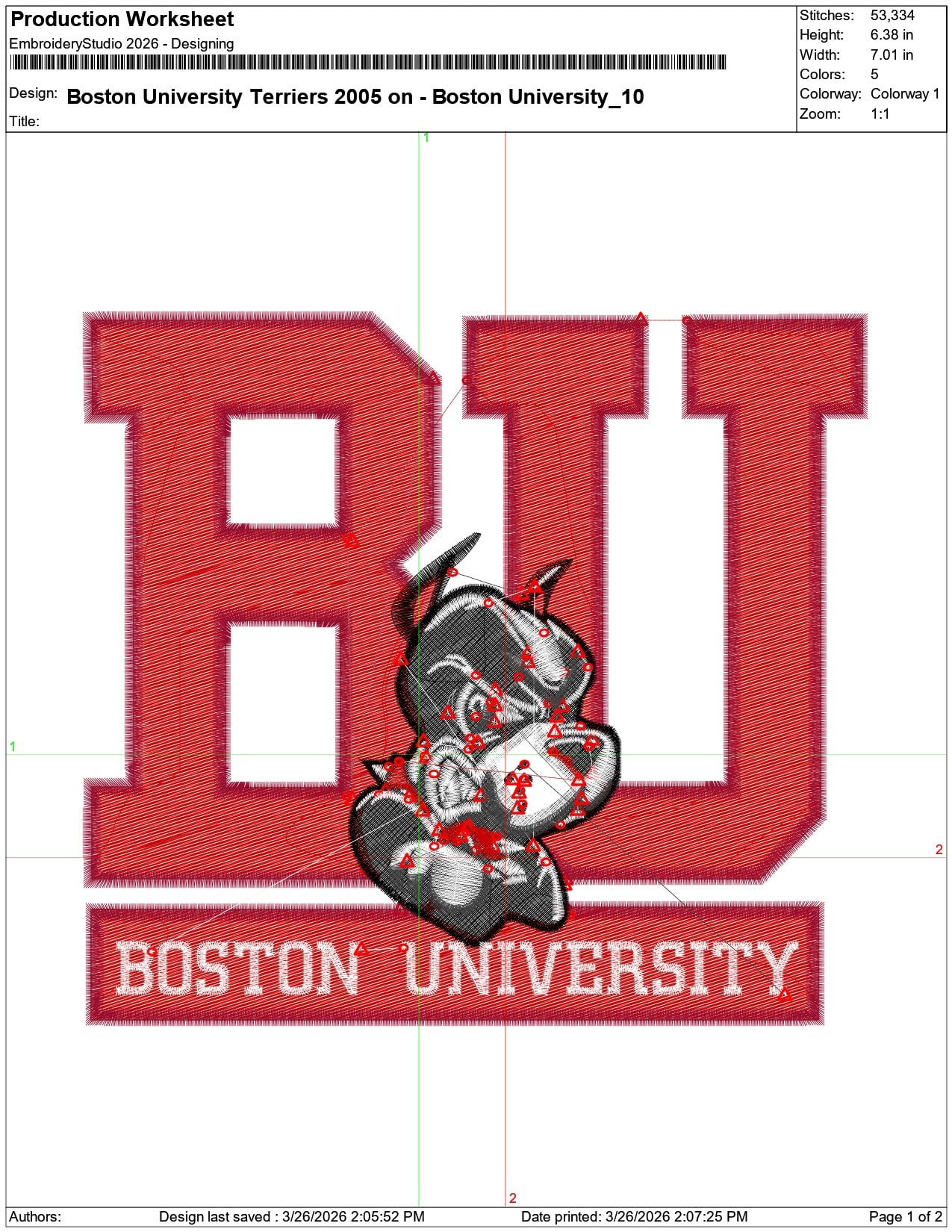 Boston University Terriers 2005 on Boston University    - Elegant embroidery design file-instant download — view 3