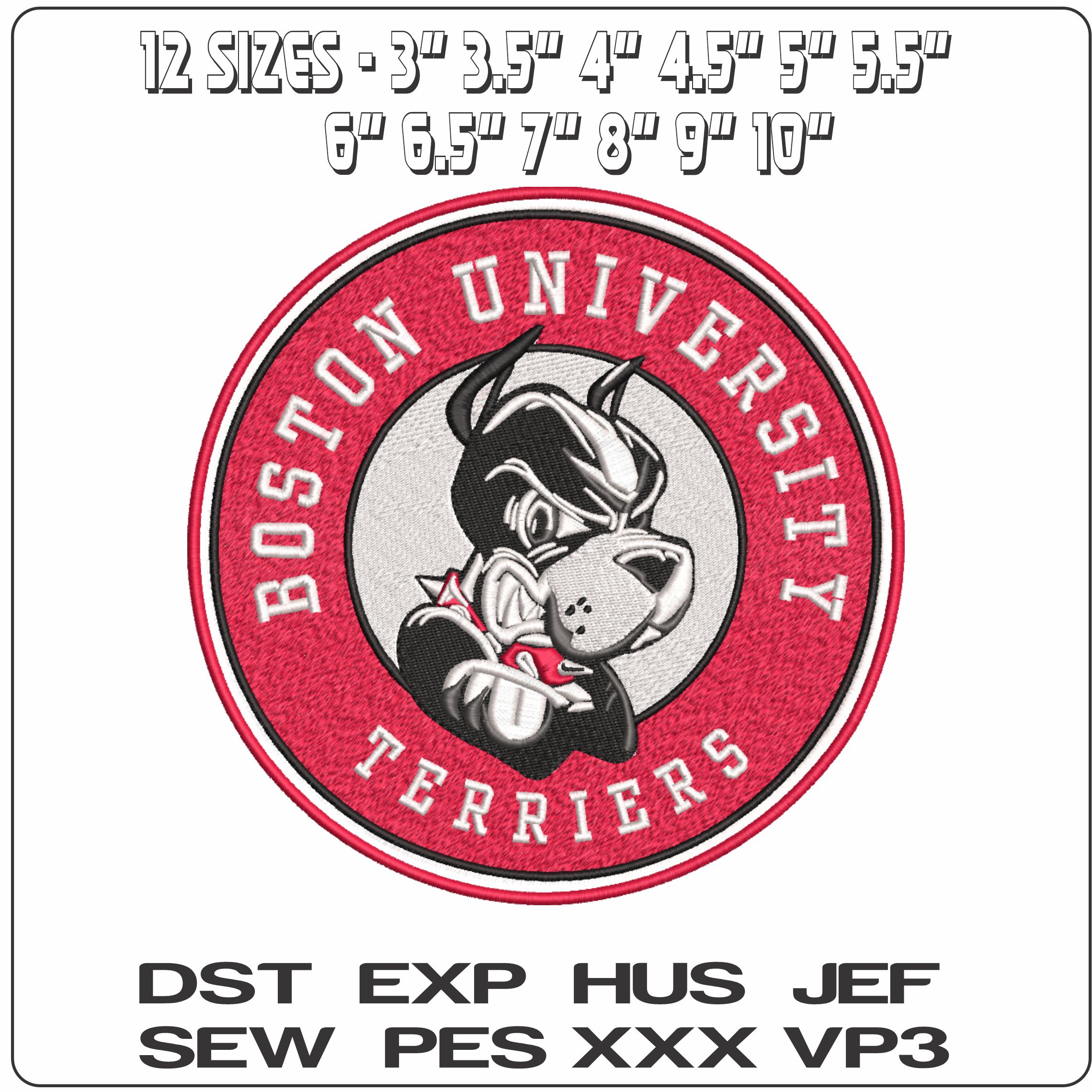 Boston University Terriers Emblem Boston University    - Elegant embroidery design file-instant download — view 2