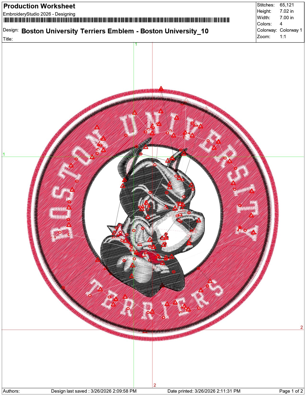 Boston University Terriers Emblem Boston University    - Elegant embroidery design file-instant download — view 3