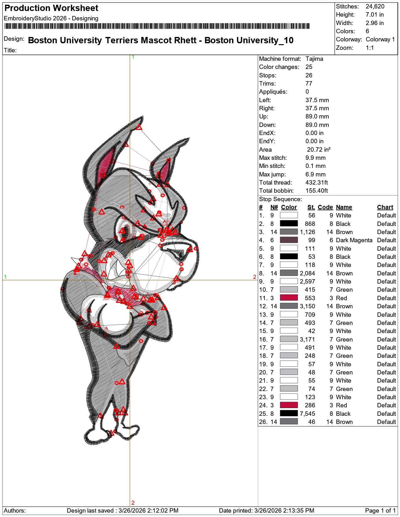 Boston University Terriers Mascot Rhett Boston University    - Elegant embroidery design file-instant download — view 3
