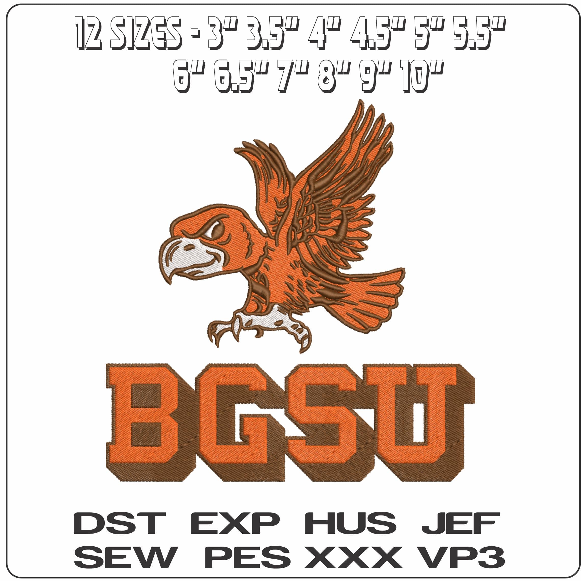 Bowling Green Falcons 1964 to 1976    - Elegant embroidery design file-instant download — view 2