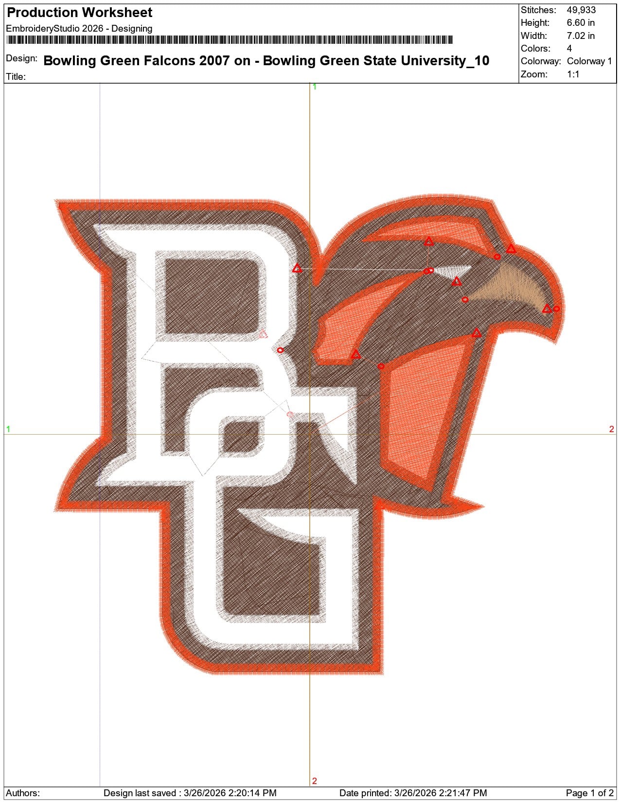 Bowling Green Falcons 2007 on Bowling Green State University    - Elegant embroidery design file-instant download — view 3