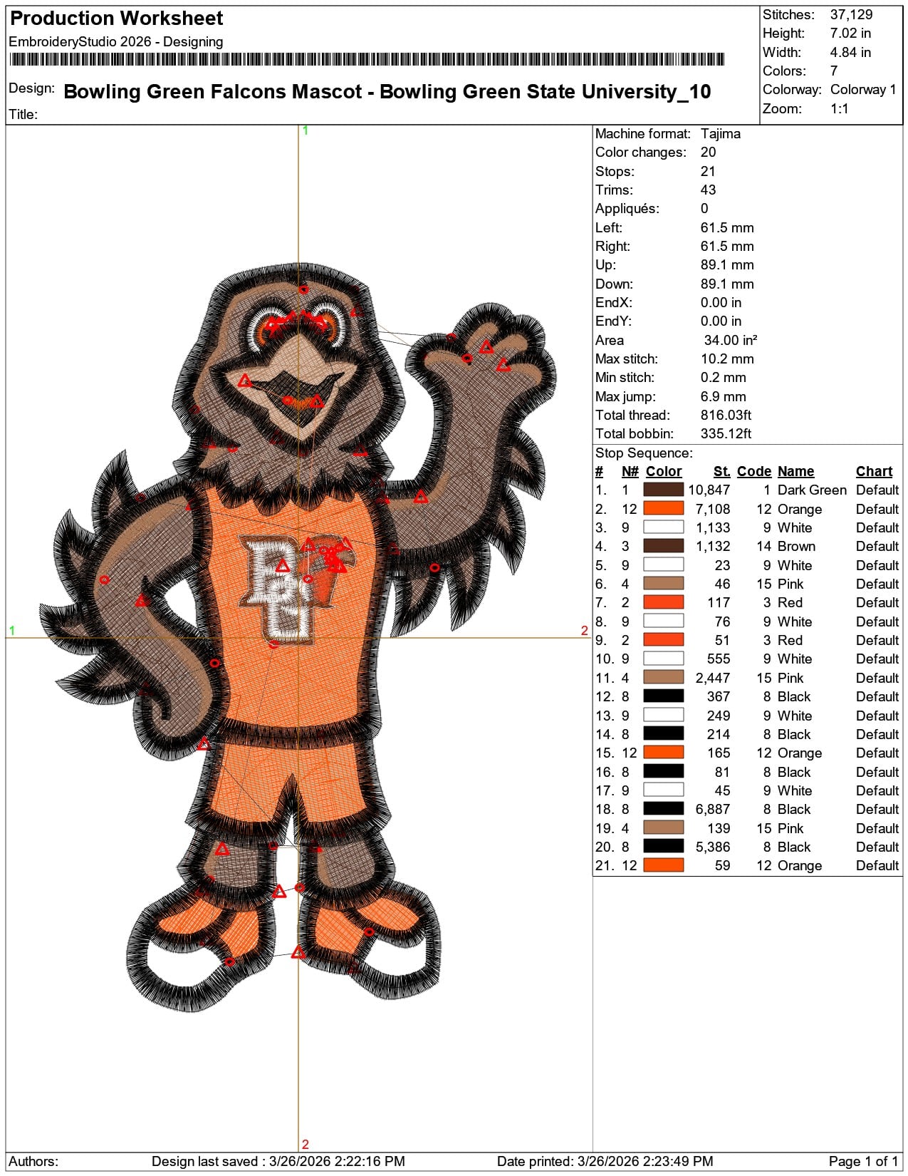 Bowling Green Falcons Mascot Bowling Green State University    - Elegant embroidery design file-instant download — view 3