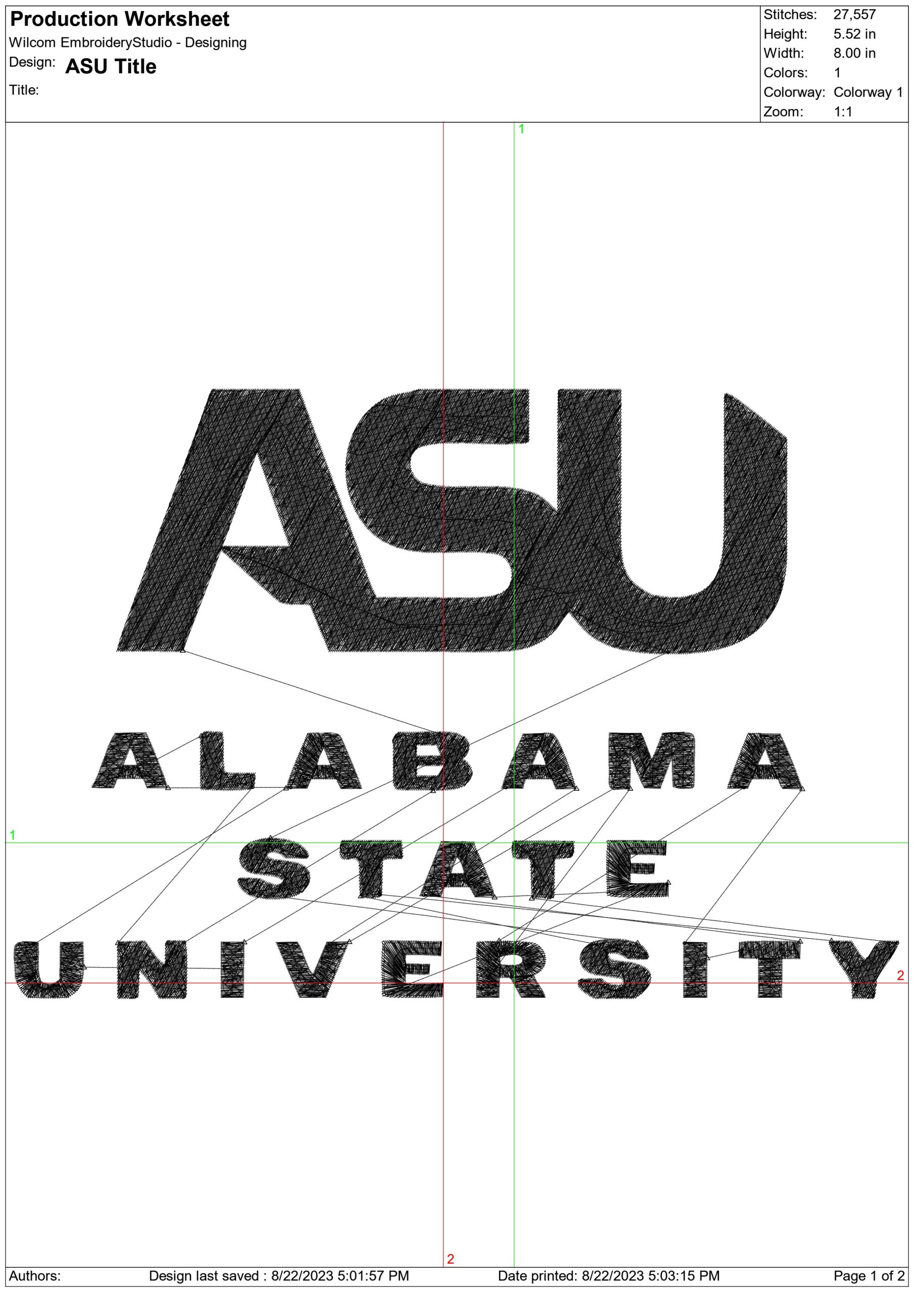 Alabama State University embroidery design - Logo embroidery machine pattern ASU embroidery file - instant download in a frame — view 2