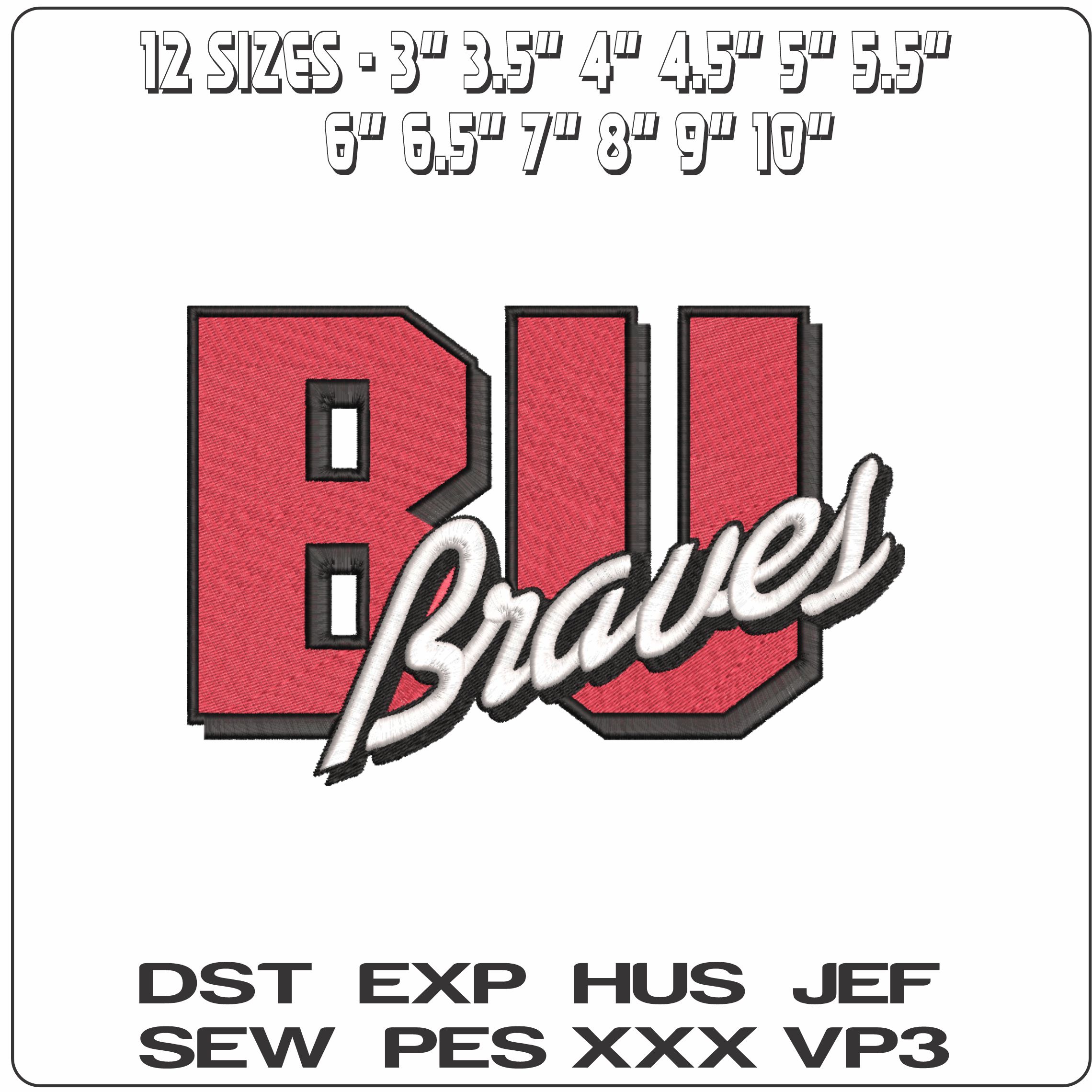 Bradley Braves 1989 2011 Bradley University    - Elegant embroidery design file-instant download — view 2