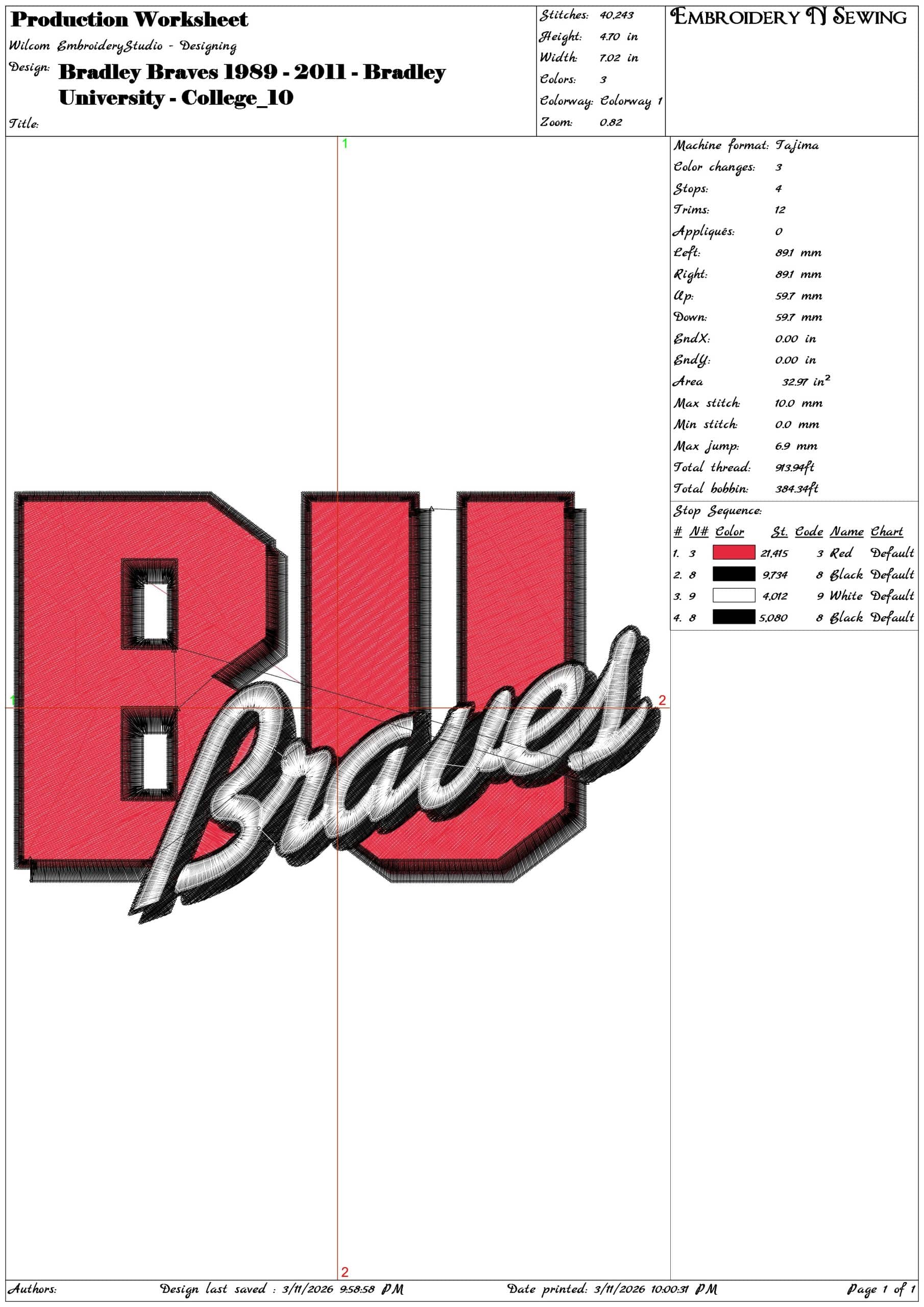 Bradley Braves 1989 2011 Bradley University    - Elegant embroidery design file-instant download — view 3