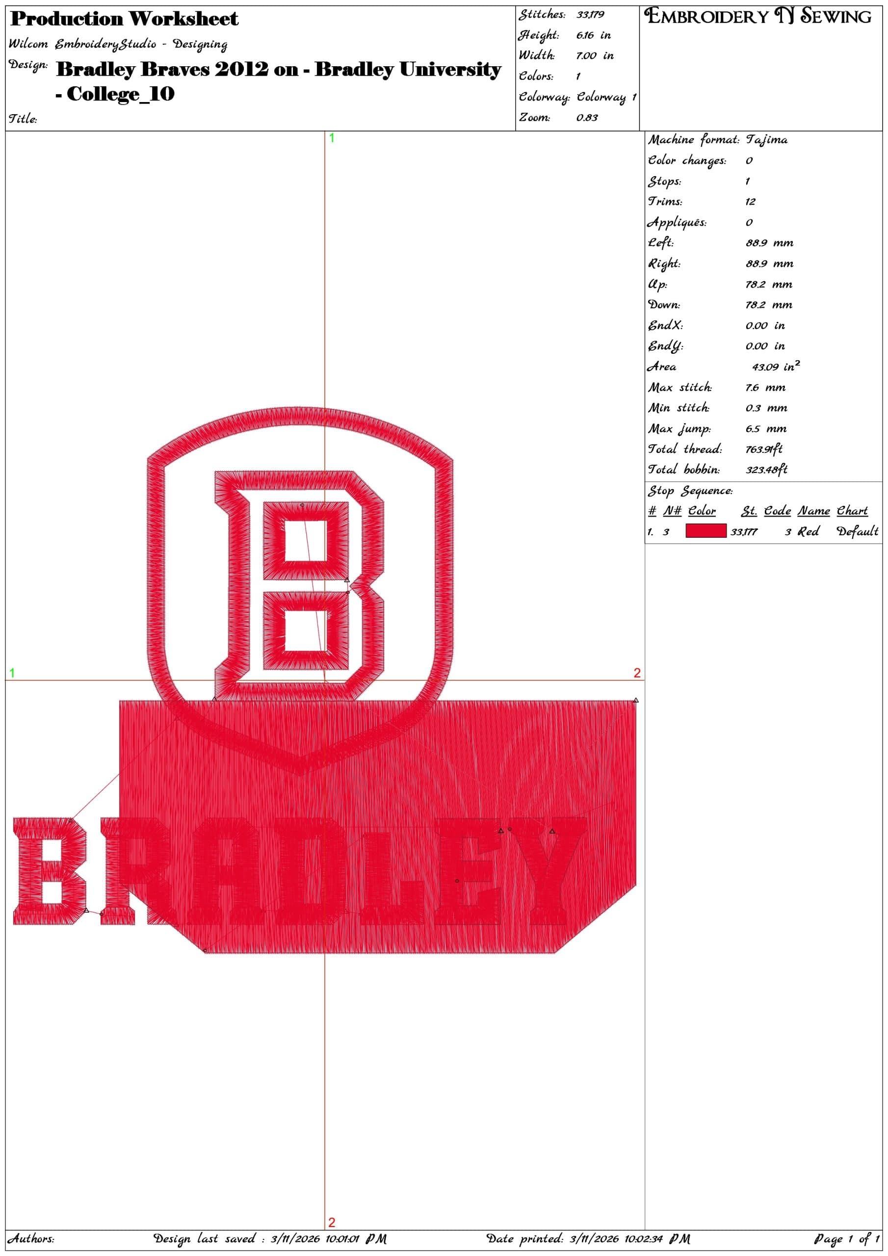 Bradley Braves 2012 on Bradley University    - Elegant embroidery design file-instant download — view 3